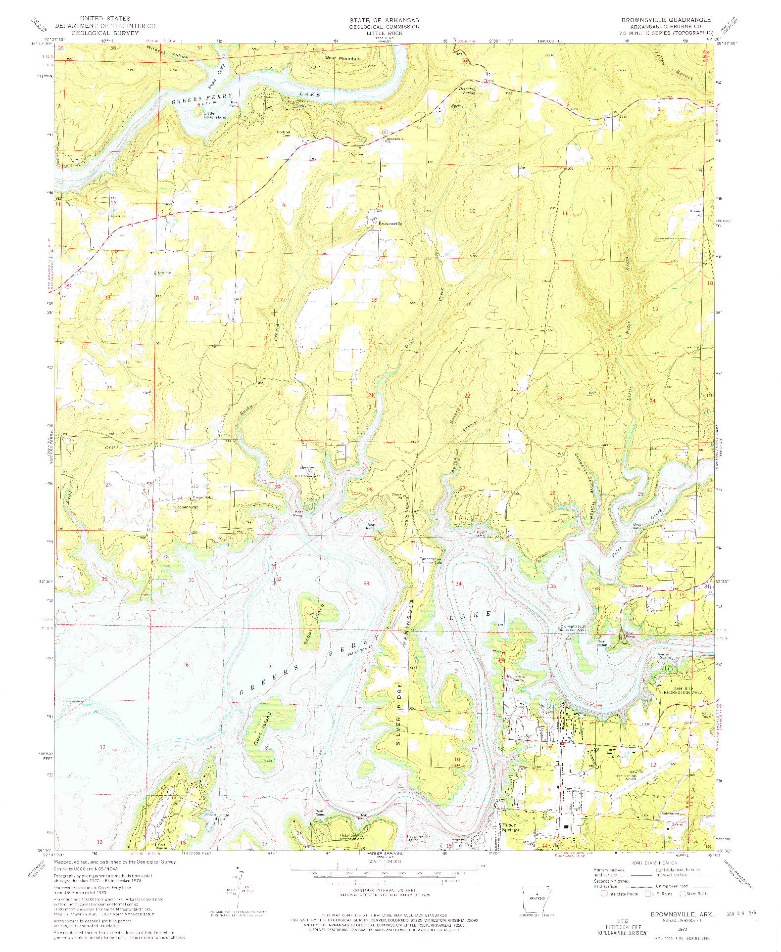 USGS 1:24000-SCALE QUADRANGLE FOR BROWNSVILLE, AR 1973