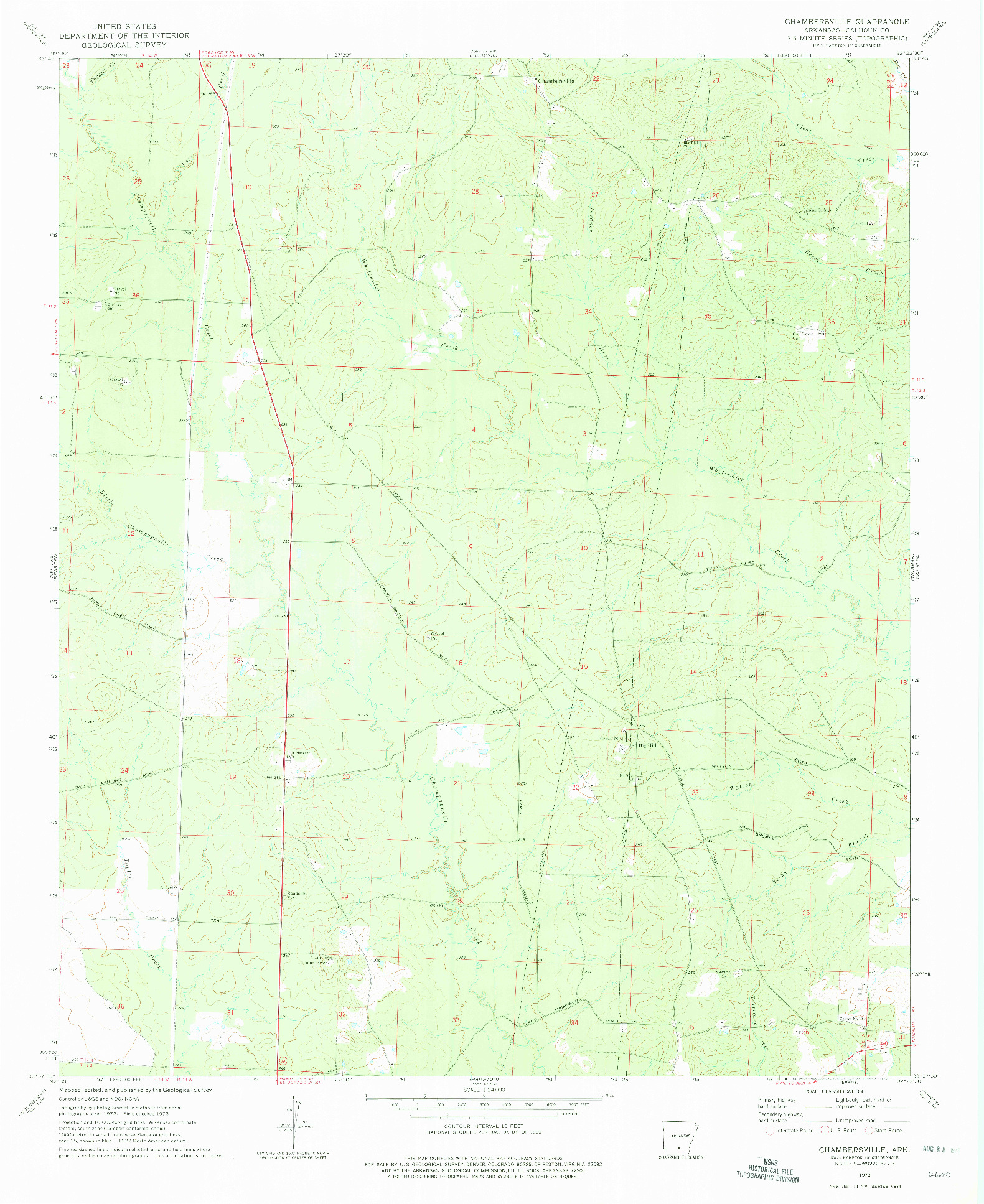 USGS 1:24000-SCALE QUADRANGLE FOR CHAMBERSVILLE, AR 1973