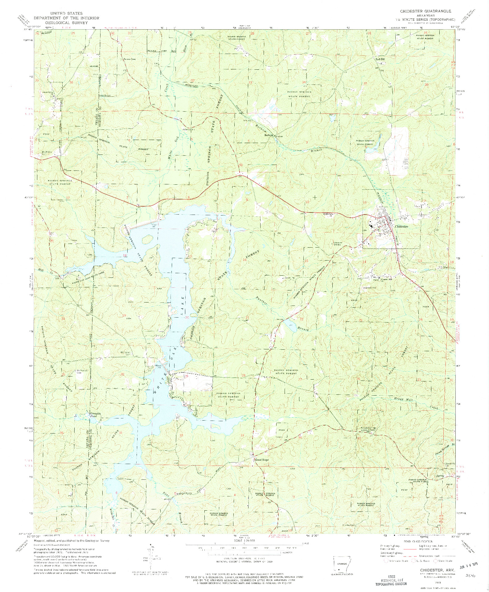 USGS 1:24000-SCALE QUADRANGLE FOR CHIDESTER, AR 1973