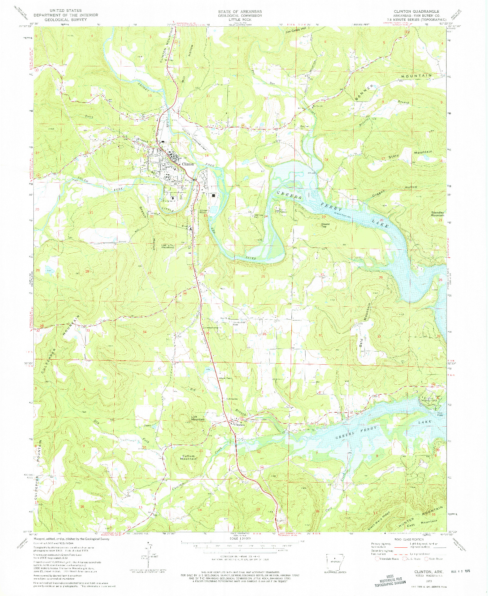 USGS 1:24000-SCALE QUADRANGLE FOR CLINTON, AR 1973