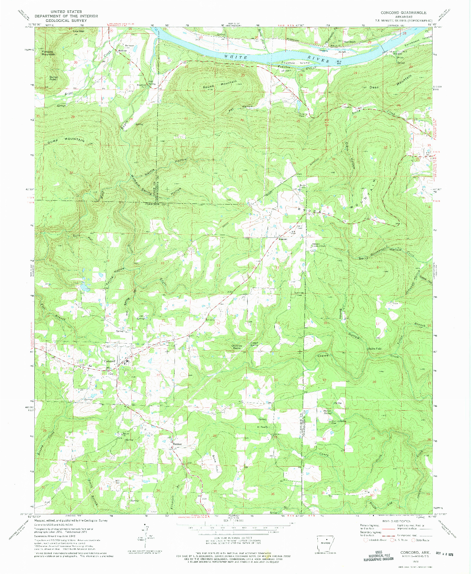 USGS 1:24000-SCALE QUADRANGLE FOR CONCORD, AR 1973