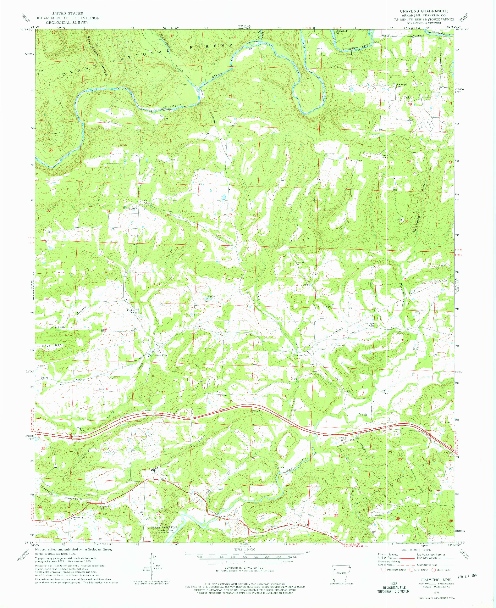 USGS 1:24000-SCALE QUADRANGLE FOR CRAVENS, AR 1973