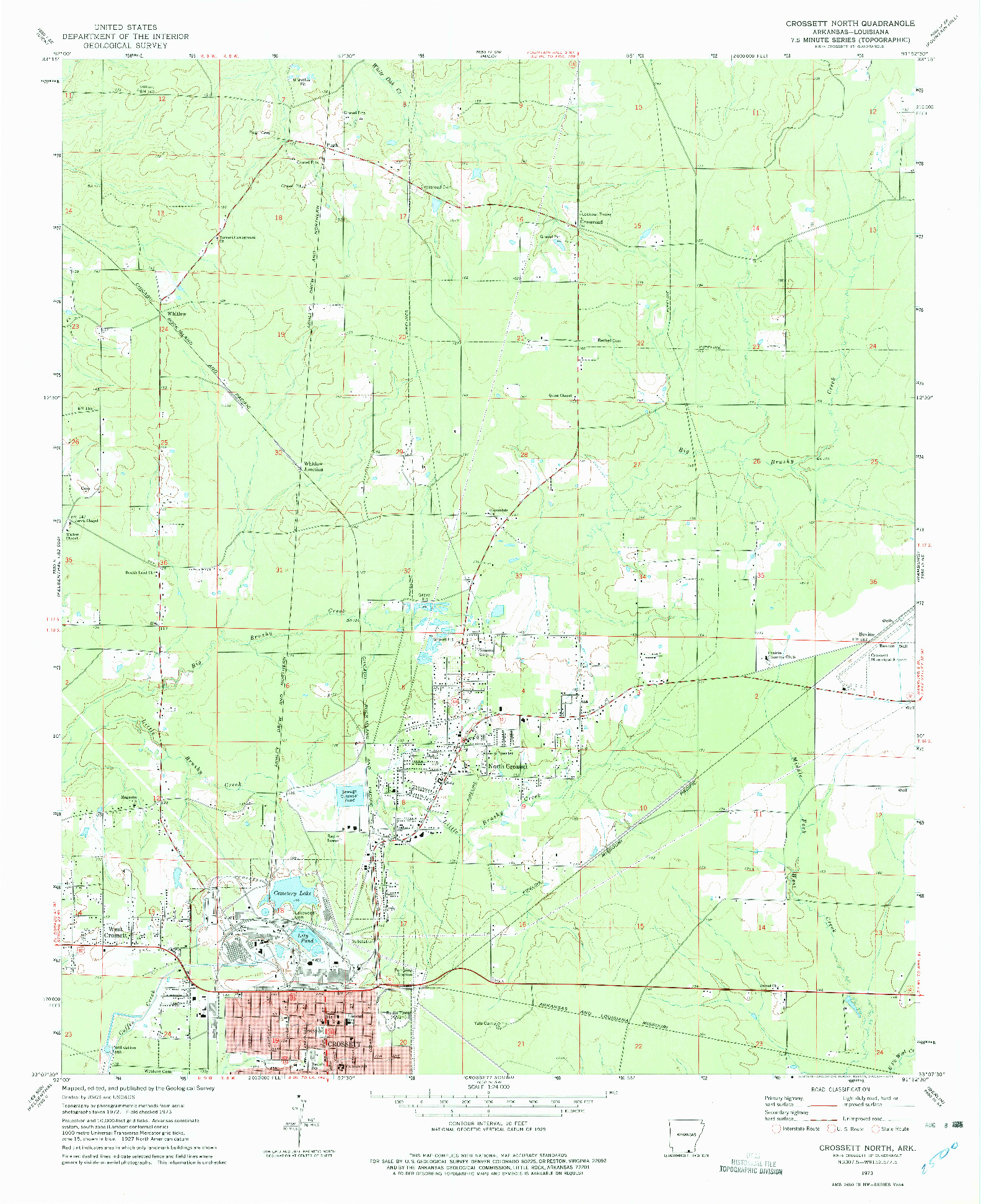 USGS 1:24000-SCALE QUADRANGLE FOR CROSSETT NORTH, AR 1973