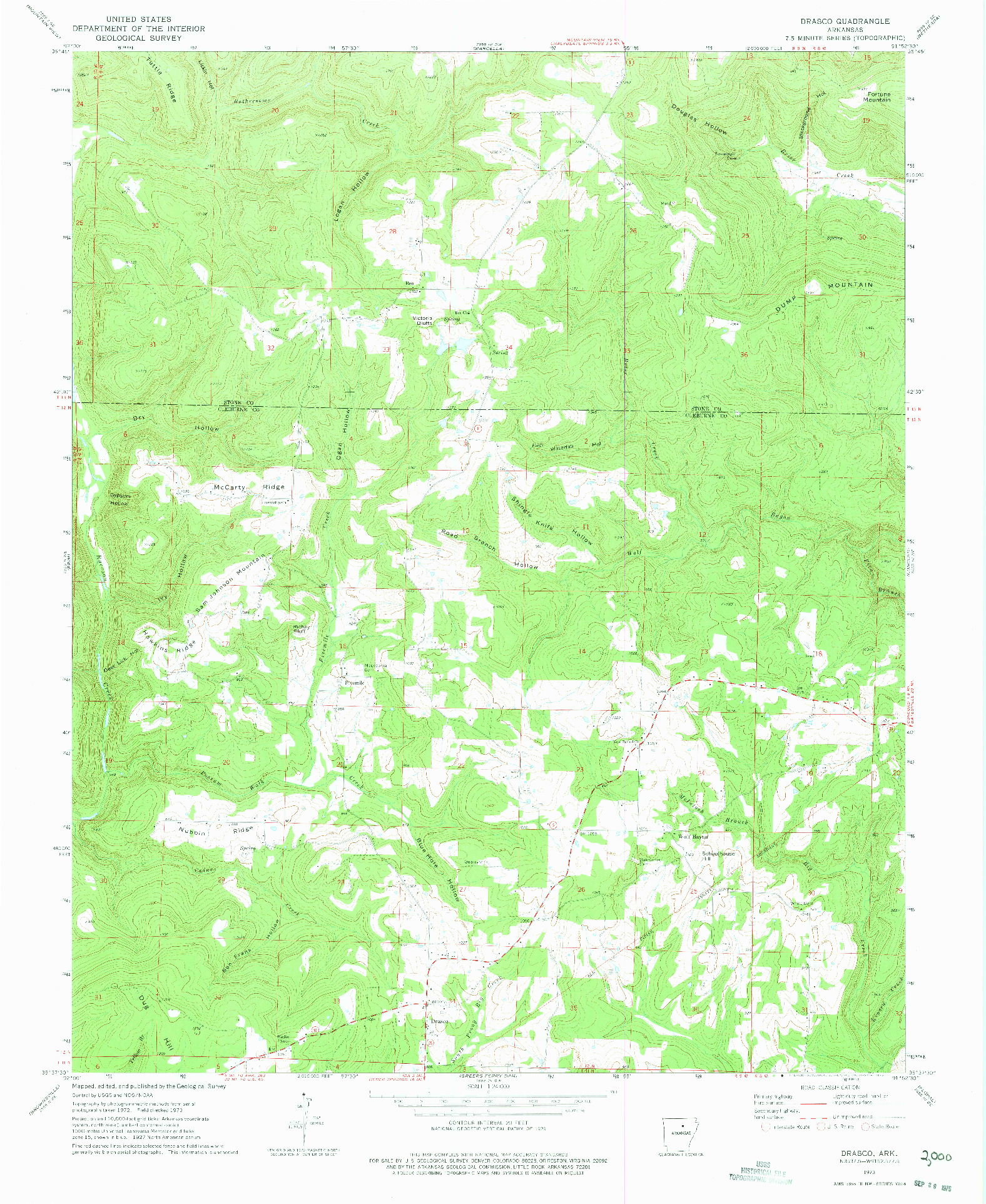 USGS 1:24000-SCALE QUADRANGLE FOR DRASCO, AR 1973