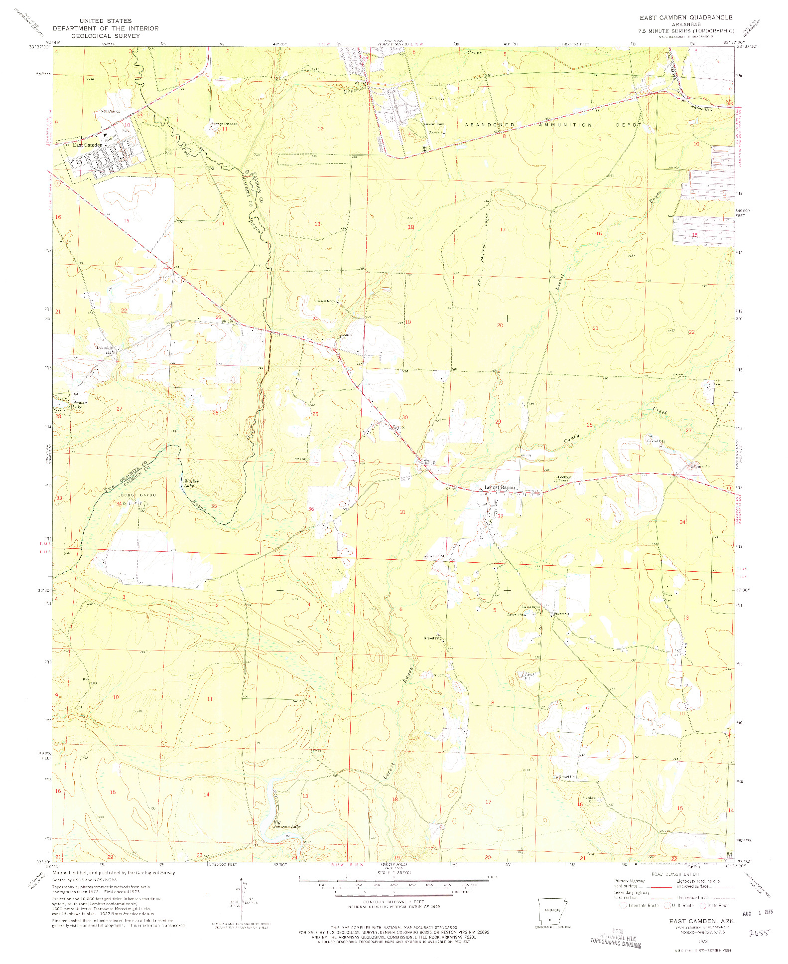 USGS 1:24000-SCALE QUADRANGLE FOR EAST CAMDEN, AR 1973