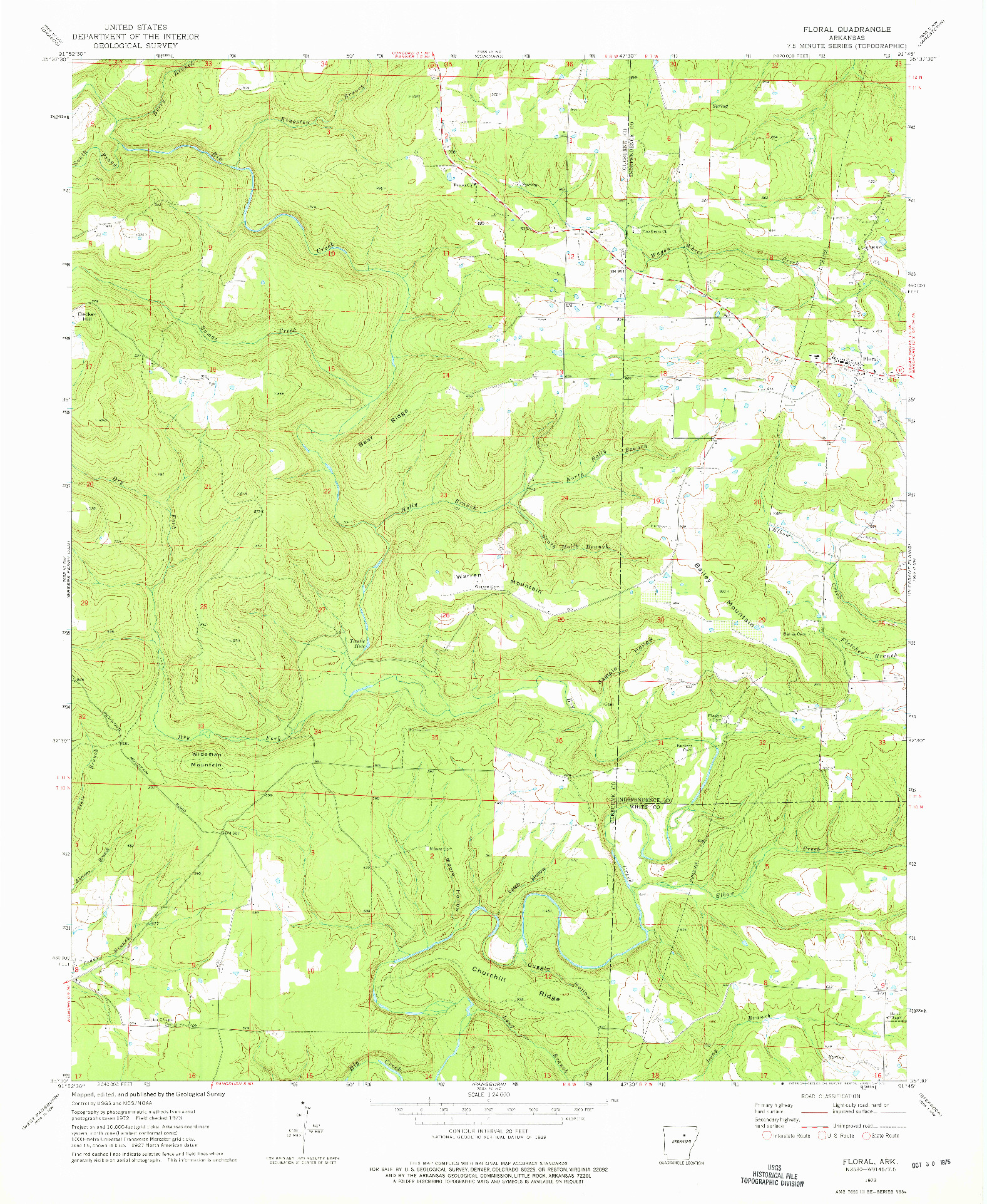 USGS 1:24000-SCALE QUADRANGLE FOR FLORAL, AR 1973