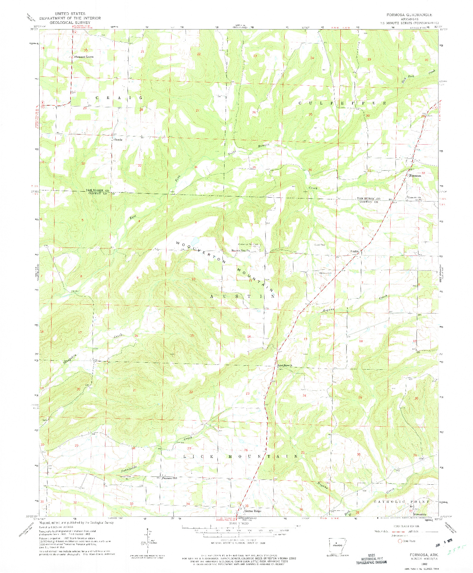 USGS 1:24000-SCALE QUADRANGLE FOR FORMOSA, AR 1962