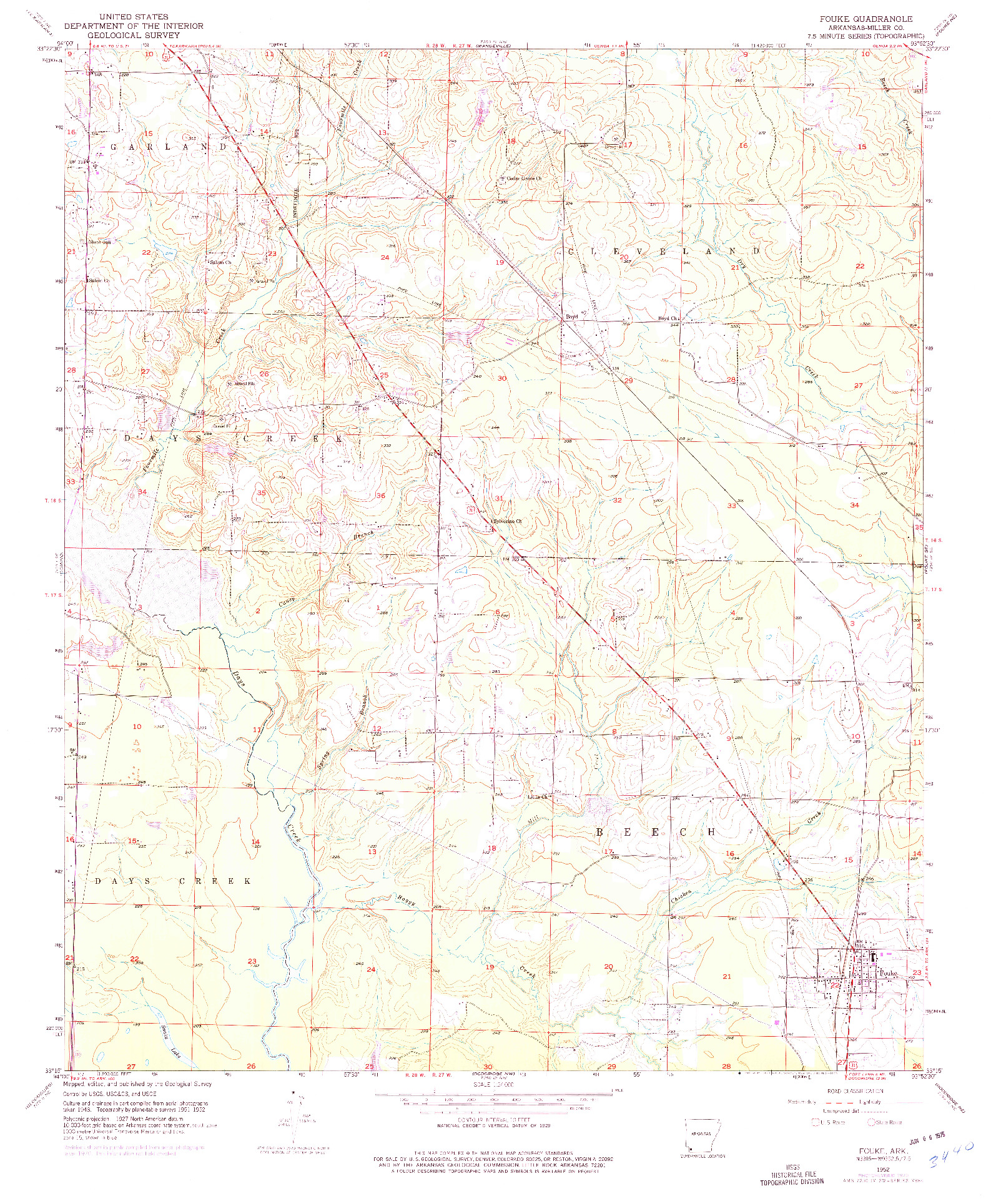 USGS 1:24000-SCALE QUADRANGLE FOR FOUKE, AR 1952