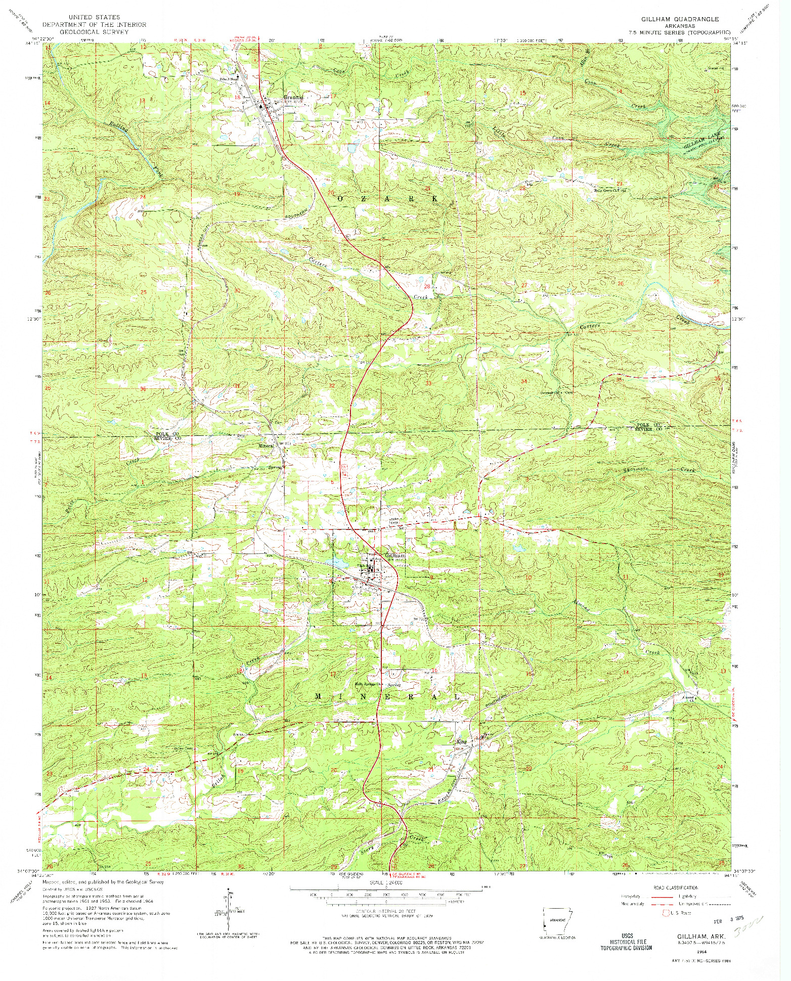 USGS 1:24000-SCALE QUADRANGLE FOR GILLHAM, AR 1964