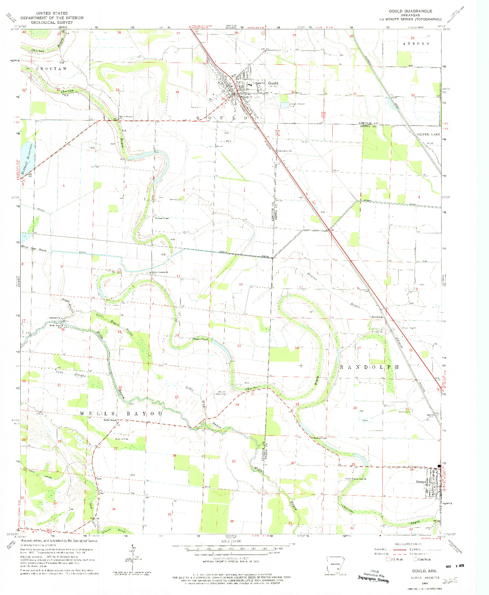 USGS 1:24000-SCALE QUADRANGLE FOR GOULD, AR 1964