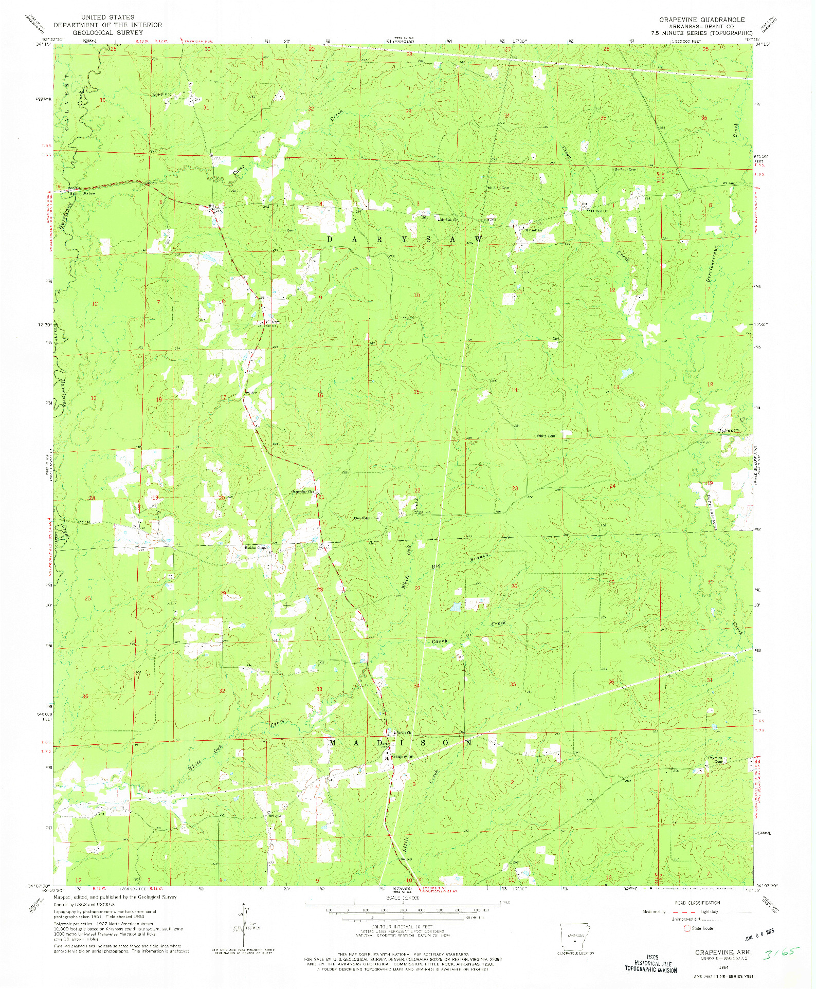 USGS 1:24000-SCALE QUADRANGLE FOR GRAPEVINE, AR 1964