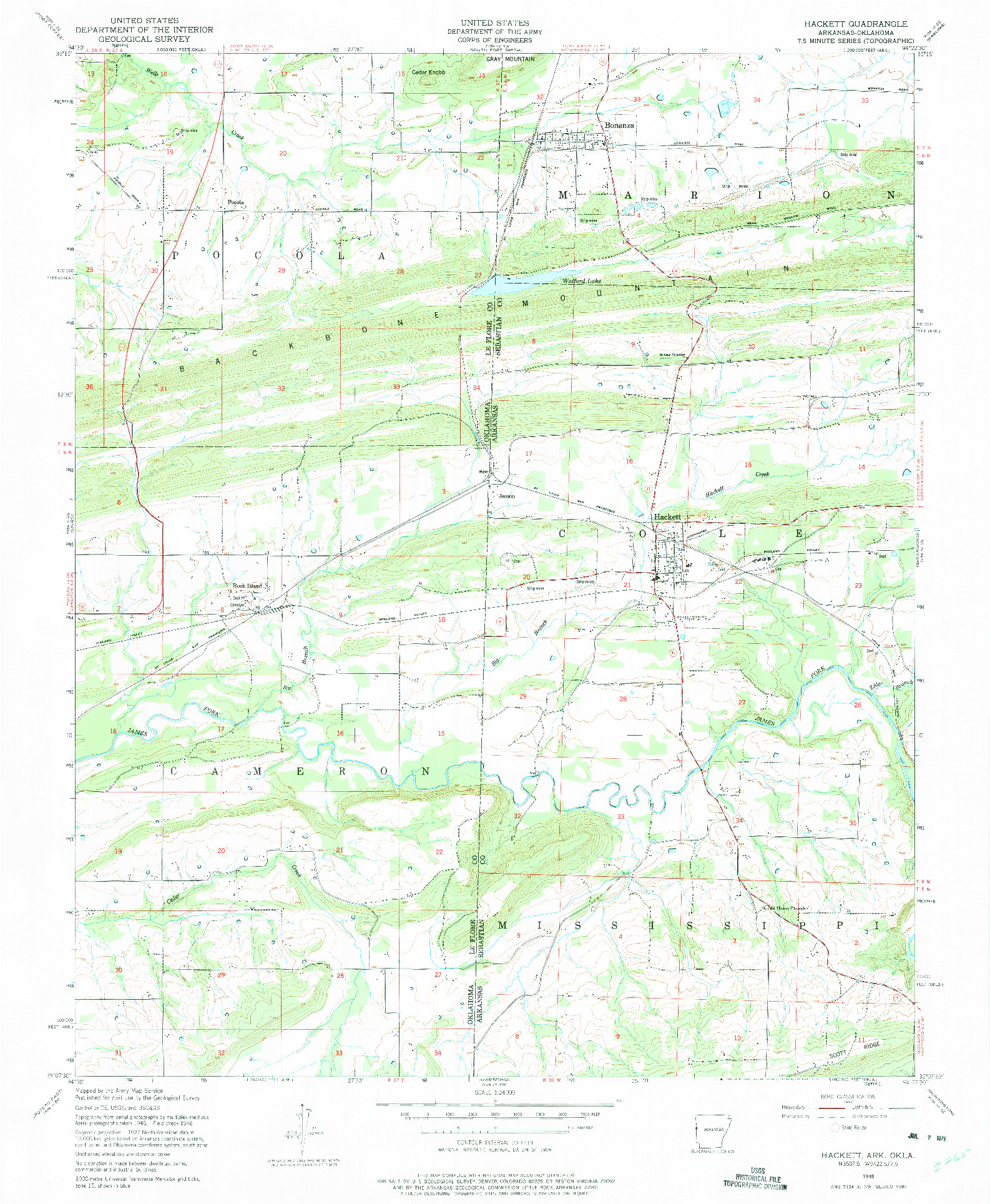 USGS 1:24000-SCALE QUADRANGLE FOR HACKETT, AR 1948