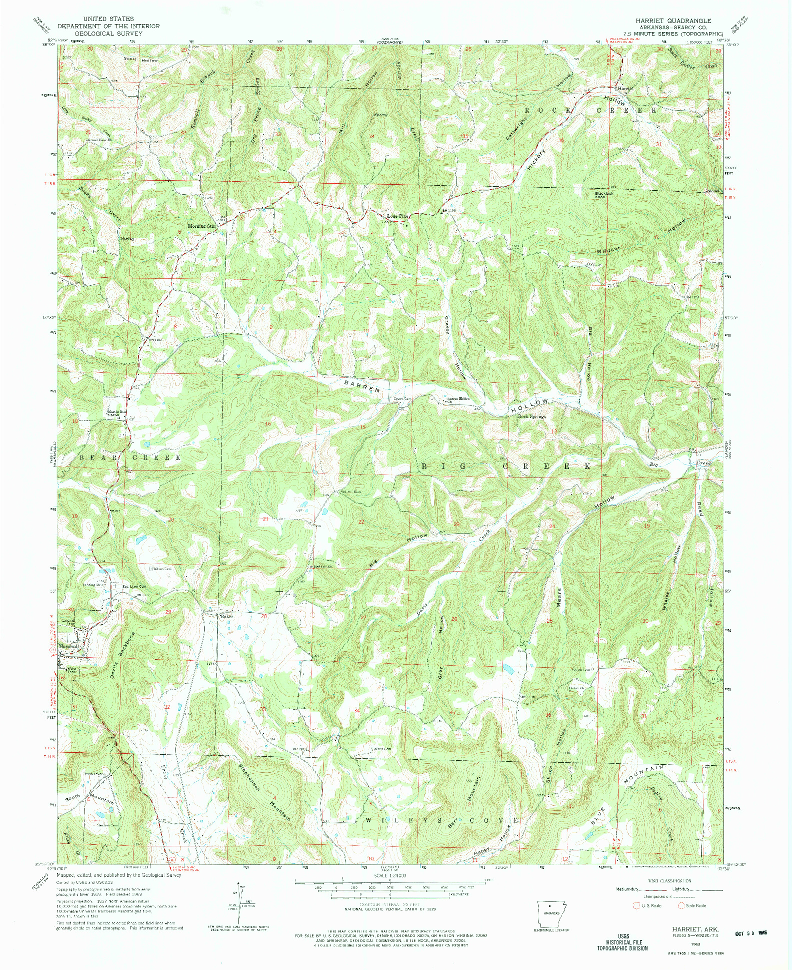 USGS 1:24000-SCALE QUADRANGLE FOR HARRIET, AR 1963