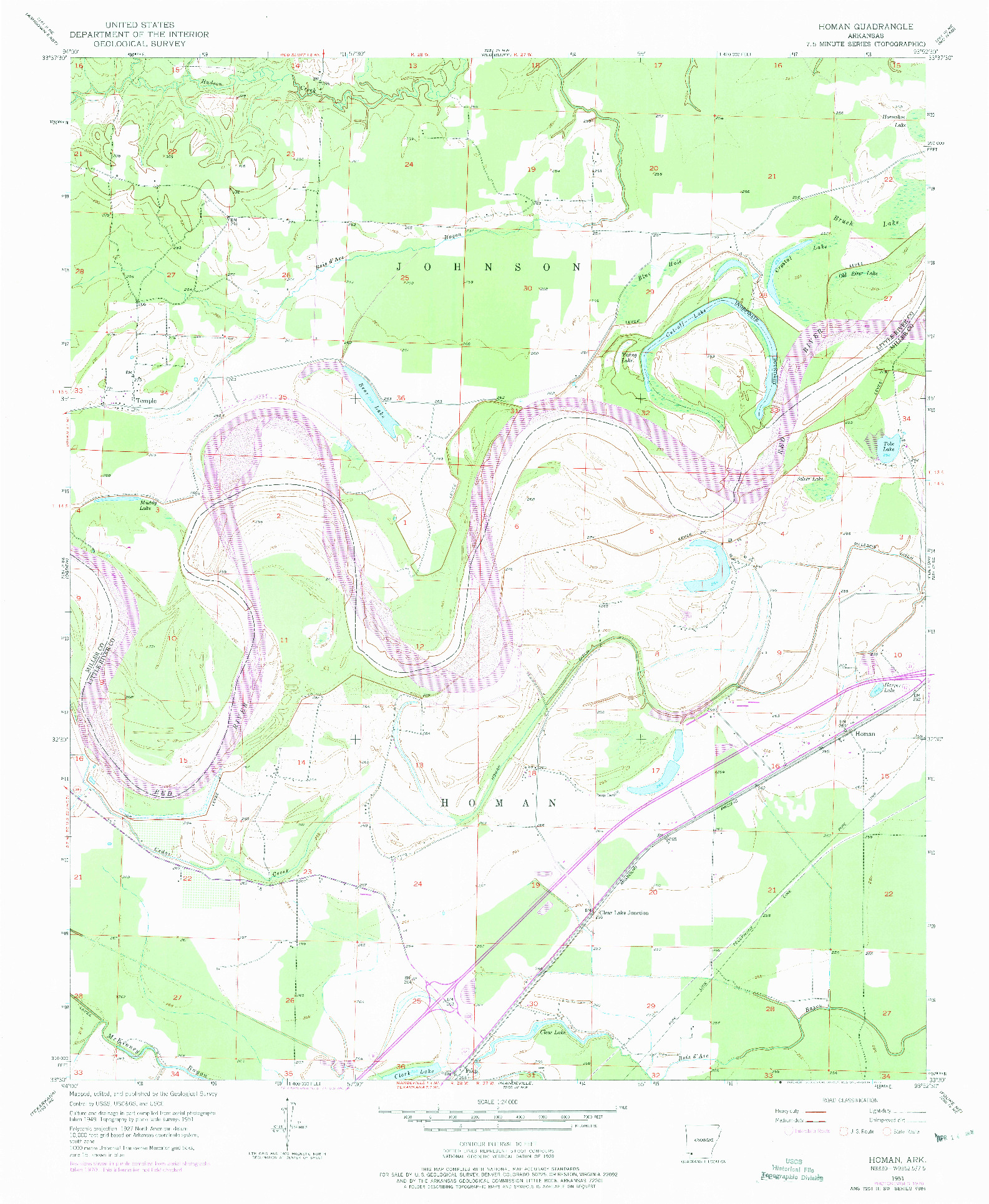 USGS 1:24000-SCALE QUADRANGLE FOR HOMAN, AR 1951