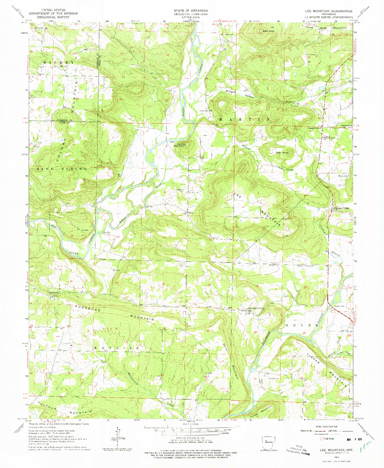 USGS 1:24000-SCALE QUADRANGLE FOR LEE MOUNTAIN, AR 1963