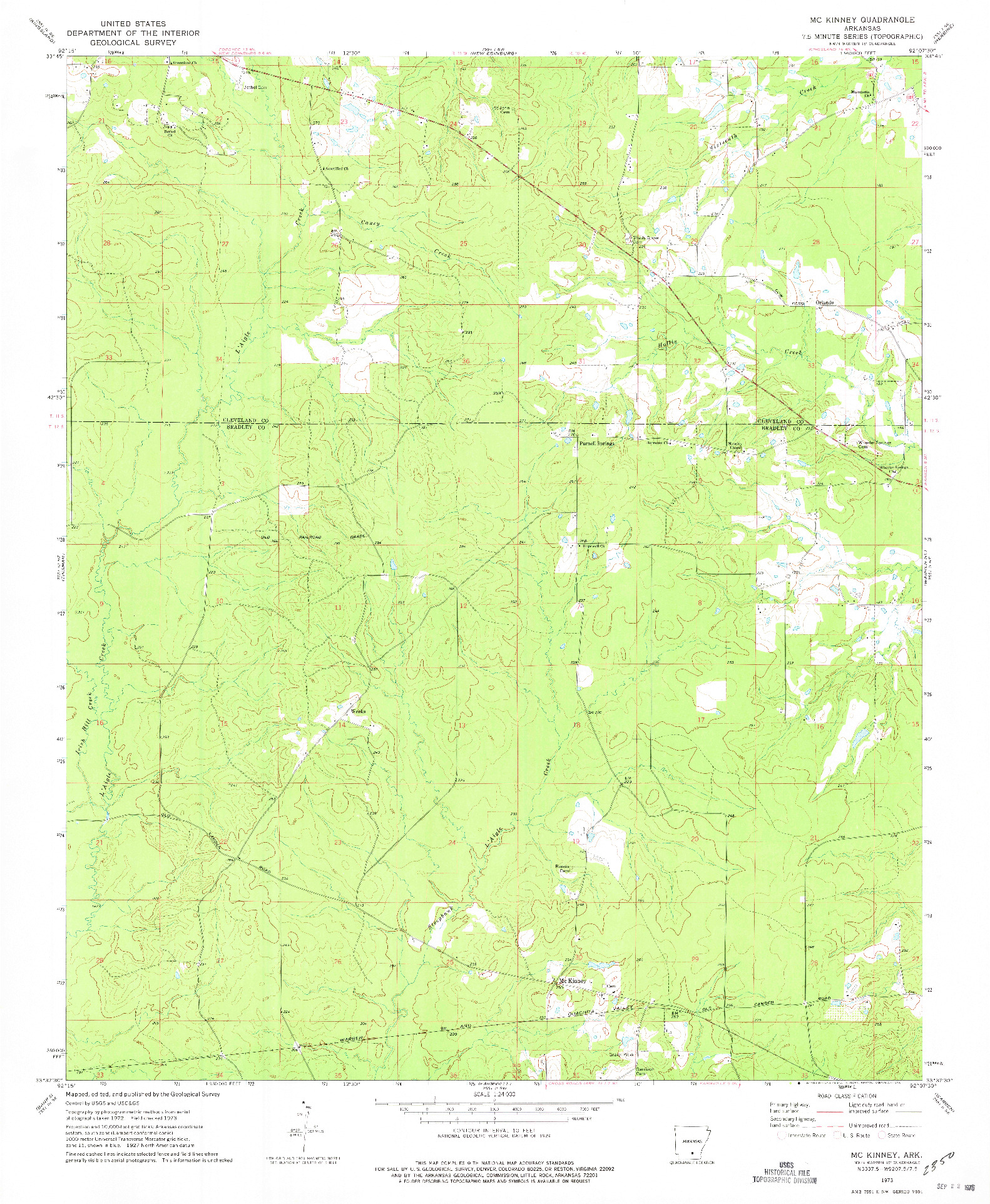 USGS 1:24000-SCALE QUADRANGLE FOR MC KINNEY, AR 1973