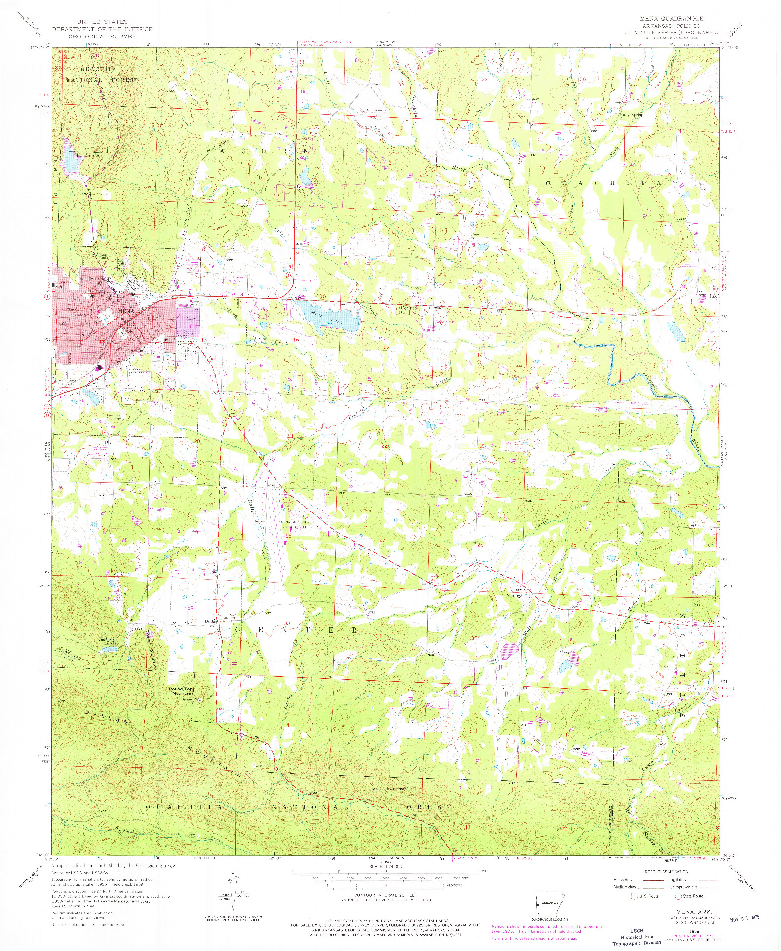 USGS 1:24000-SCALE QUADRANGLE FOR MENA, AR 1958