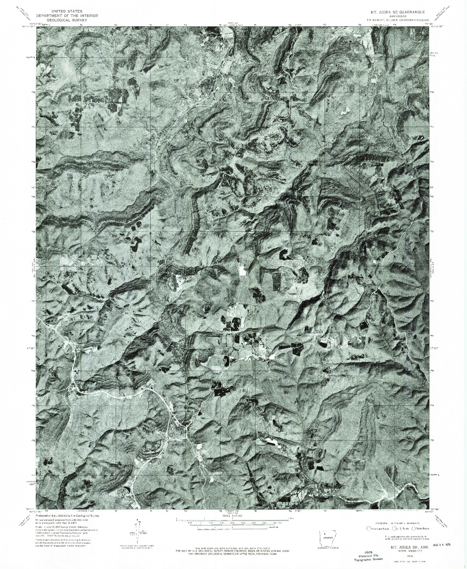 USGS 1:24000-SCALE QUADRANGLE FOR MT JUDEA SE, AR 1974