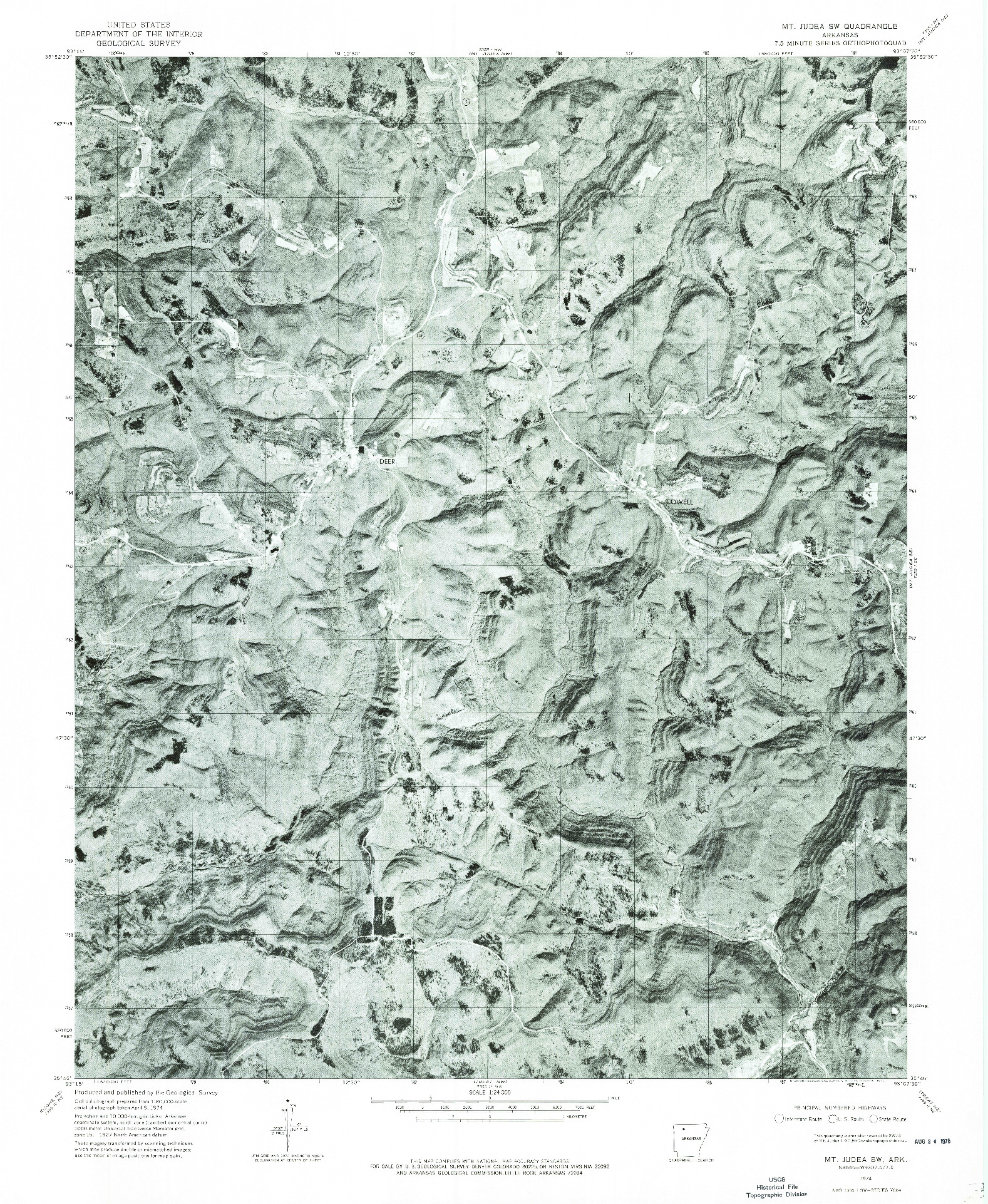 USGS 1:24000-SCALE QUADRANGLE FOR MT JUDEA SW, AR 1974