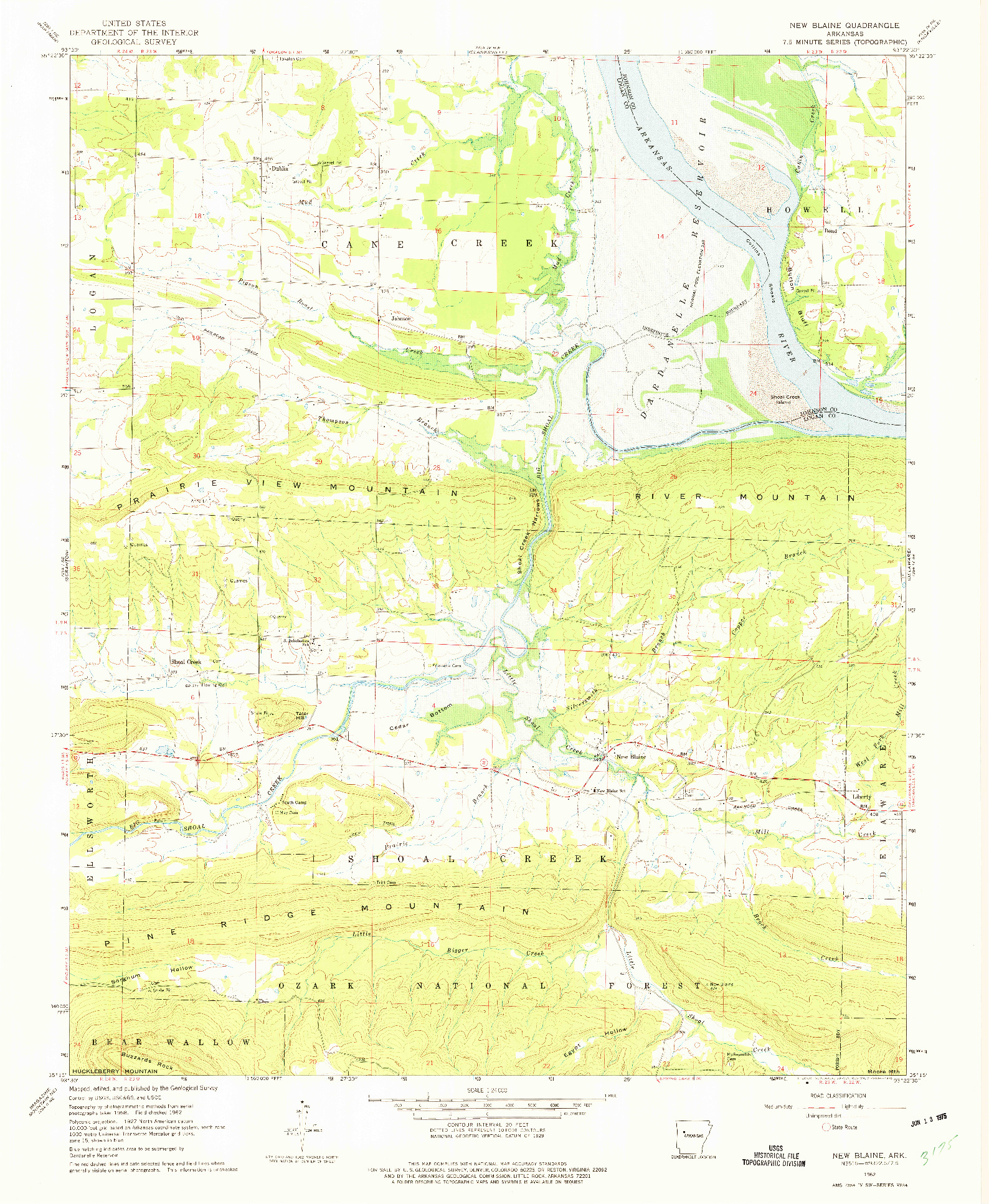 USGS 1:24000-SCALE QUADRANGLE FOR NEW BLAINE, AR 1962