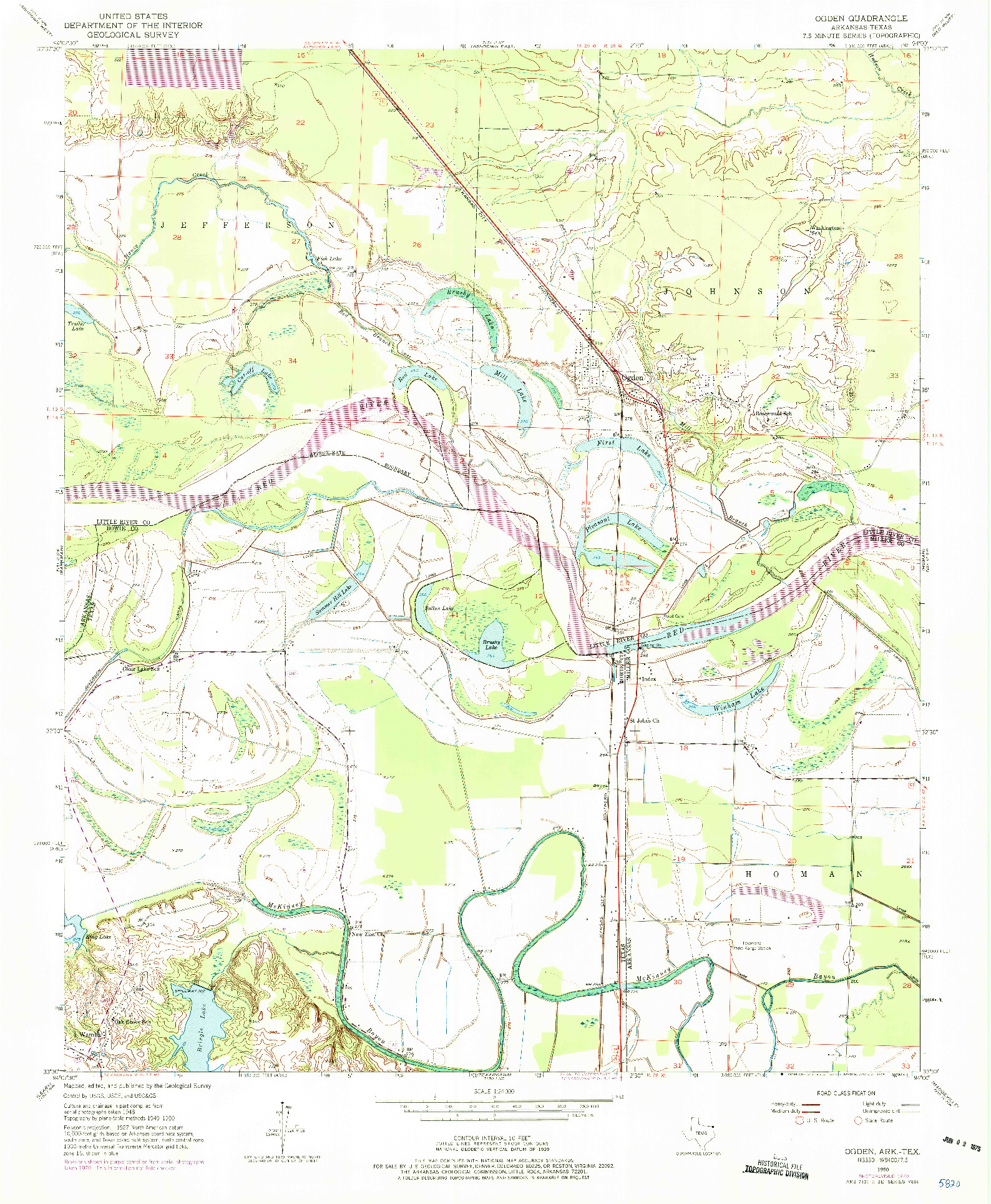 USGS 1:24000-SCALE QUADRANGLE FOR OGDEN, AR 1950