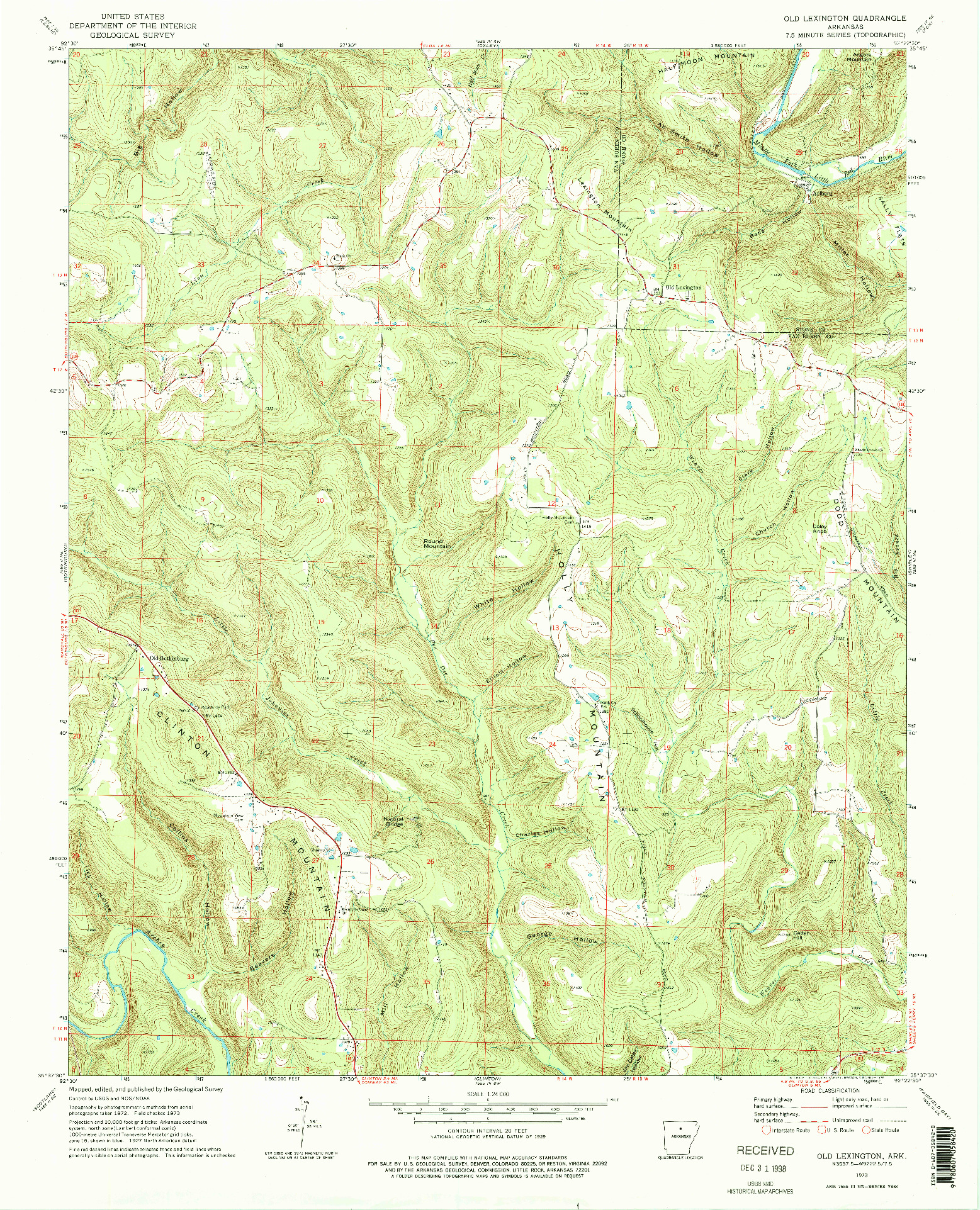 USGS 1:24000-SCALE QUADRANGLE FOR OLD LEXINGTON, AR 1973