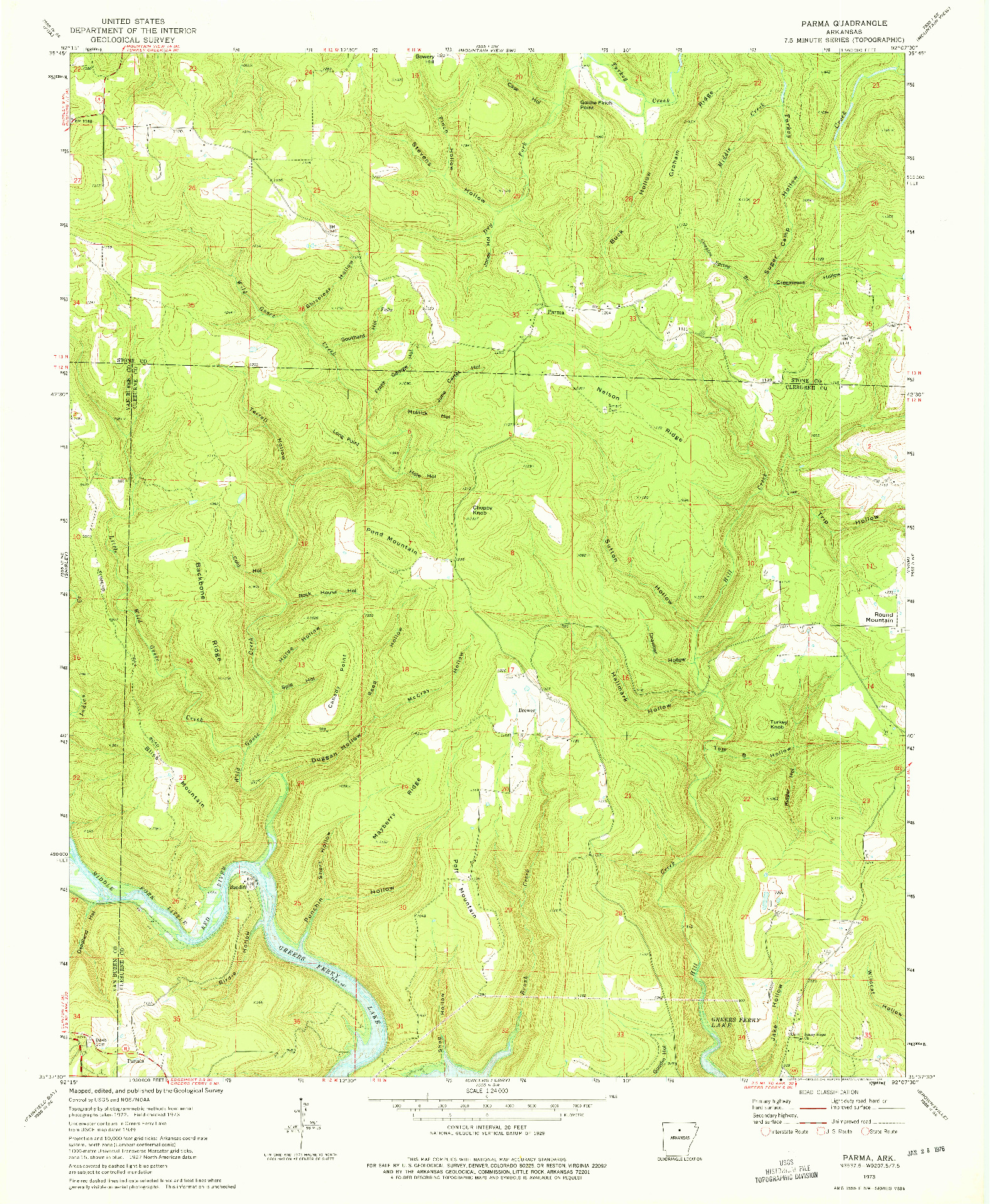 USGS 1:24000-SCALE QUADRANGLE FOR PARMA, AR 1973