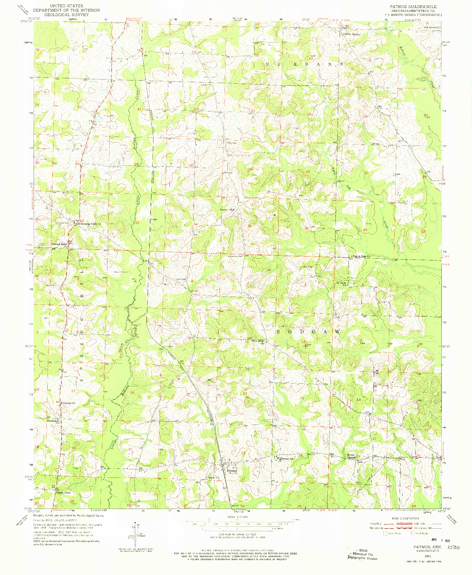 USGS 1:24000-SCALE QUADRANGLE FOR PATMOS, AR 1951