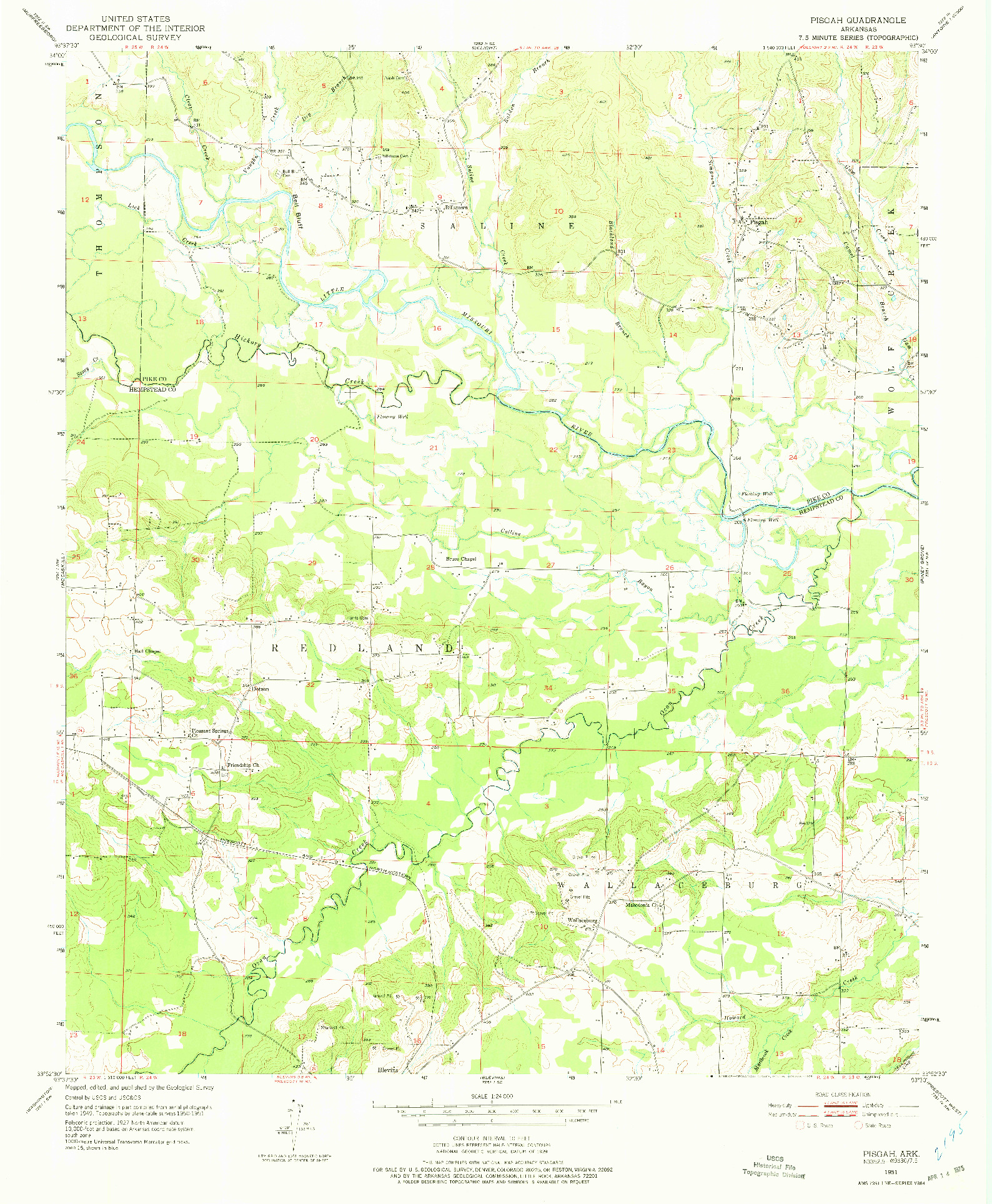 USGS 1:24000-SCALE QUADRANGLE FOR PISGAH, AR 1951