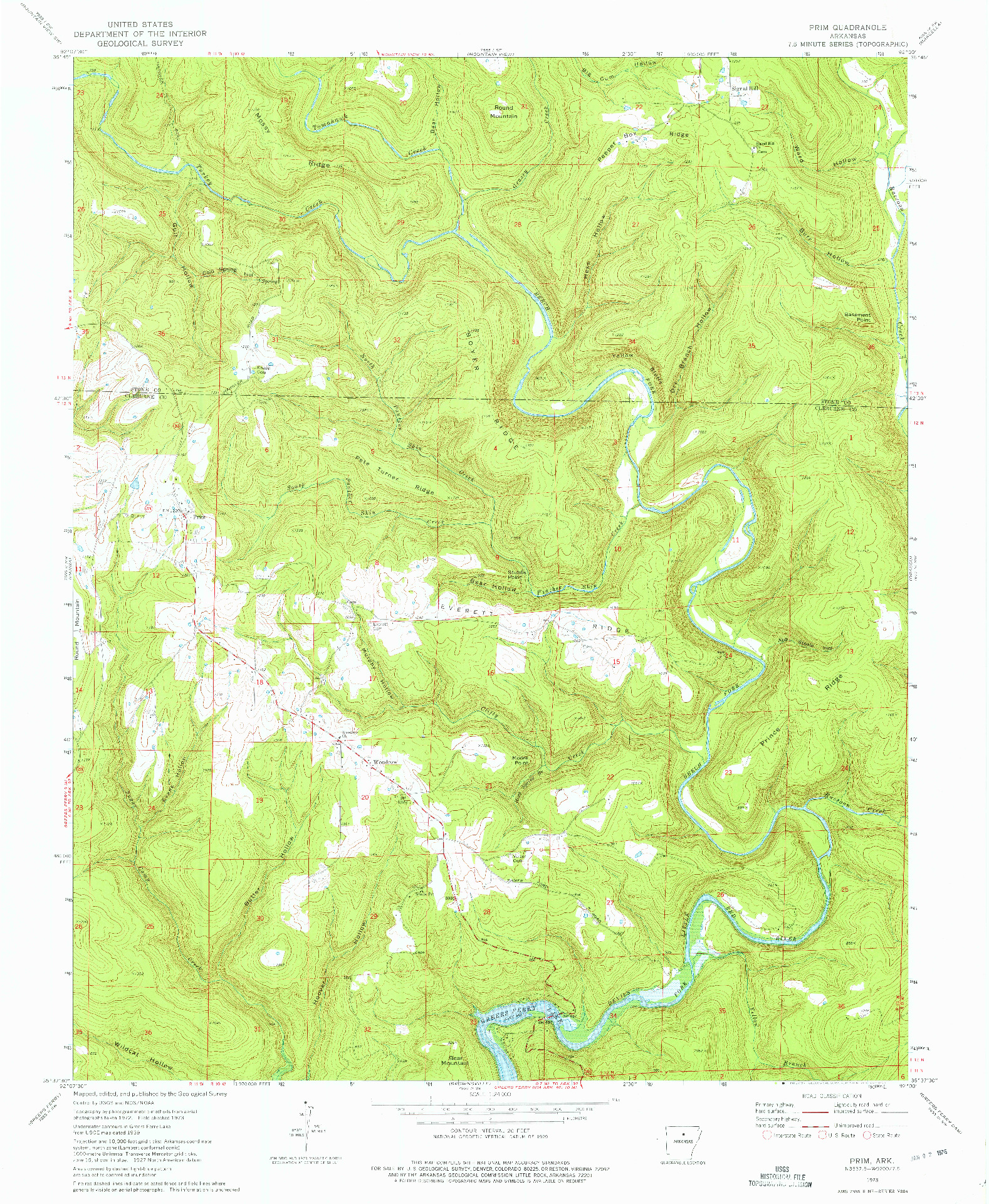 USGS 1:24000-SCALE QUADRANGLE FOR PRIM, AR 1973