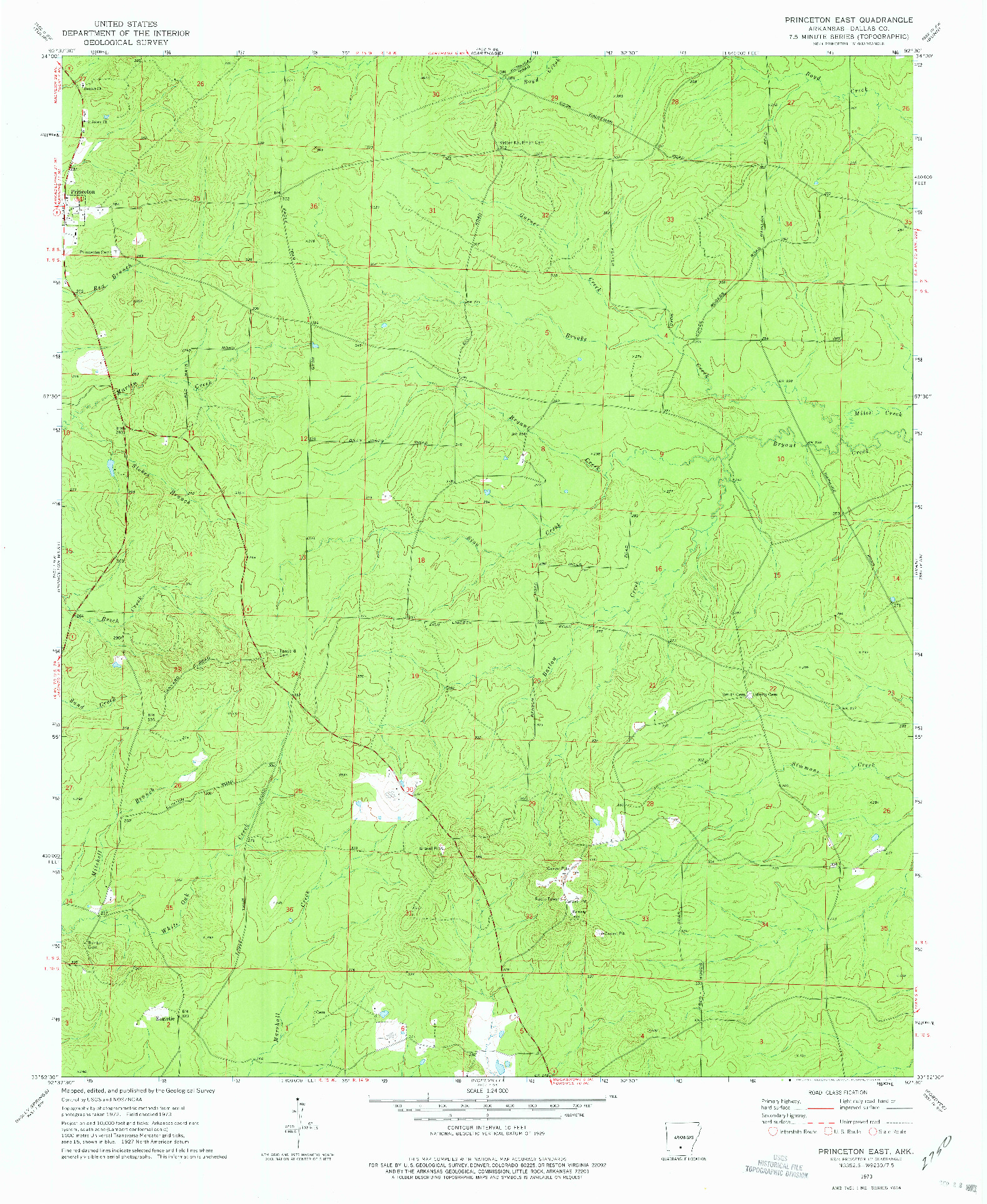 USGS 1:24000-SCALE QUADRANGLE FOR PRINCETON EAST, AR 1973