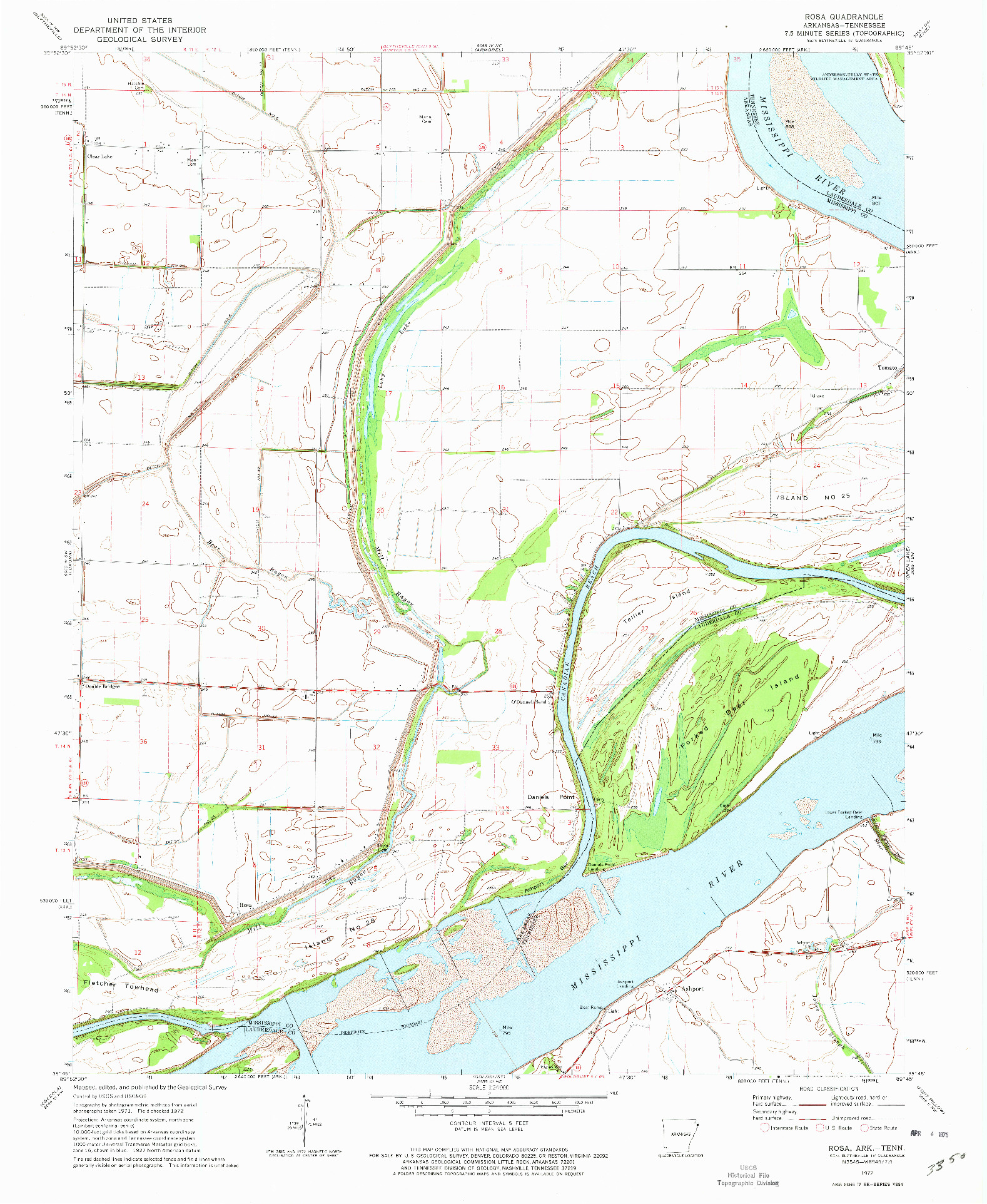 USGS 1:24000-SCALE QUADRANGLE FOR ROSA, AR 1972