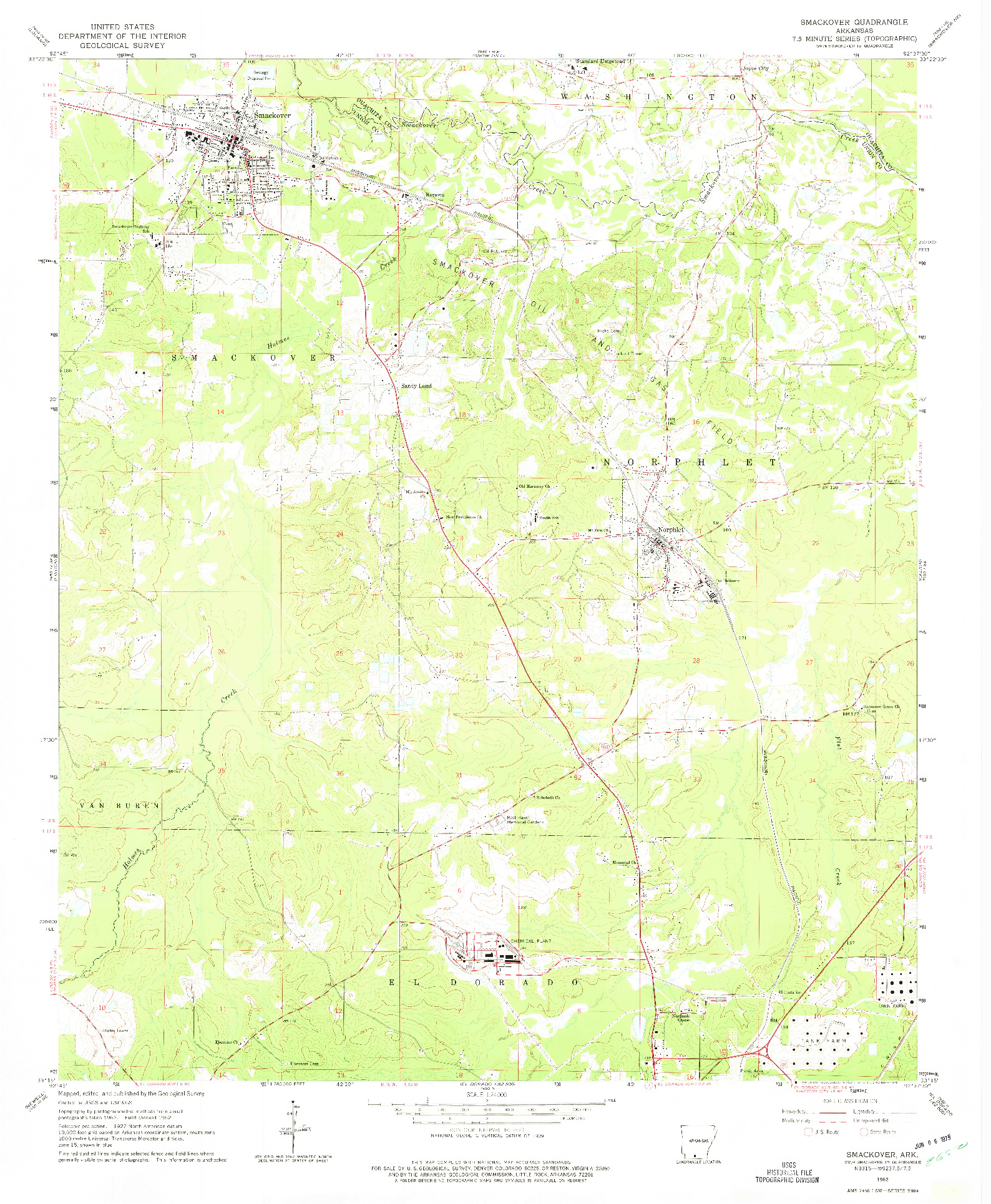 USGS 1:24000-SCALE QUADRANGLE FOR SMACKOVER, AR 1962
