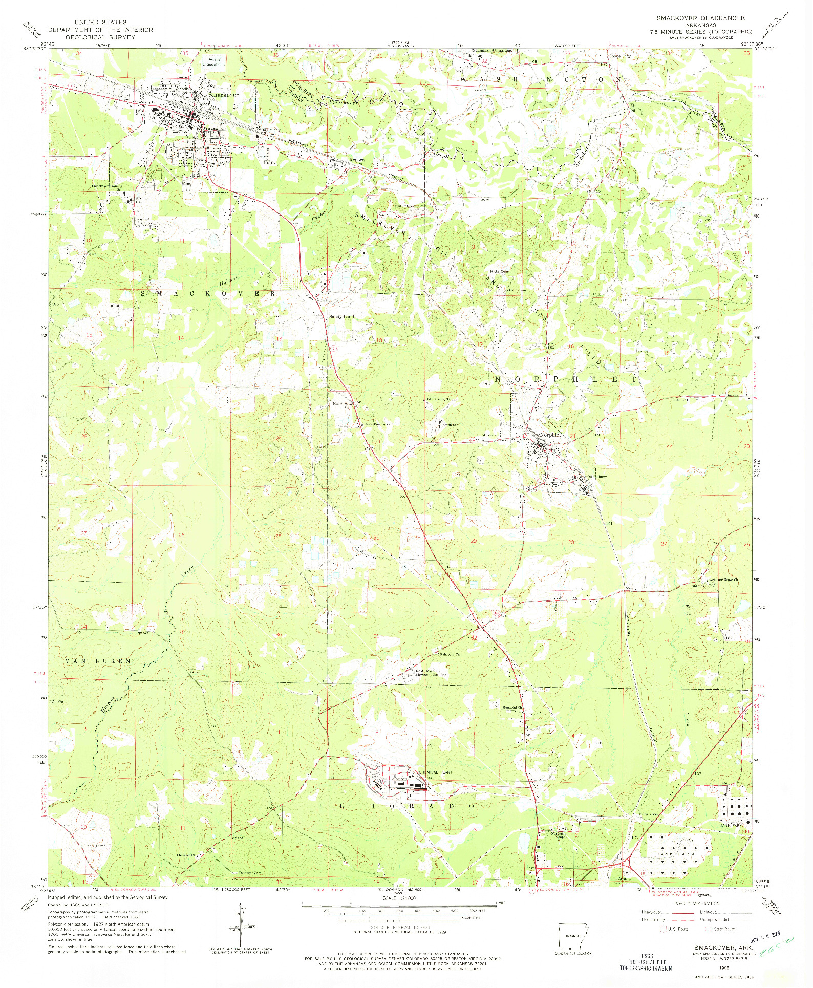 USGS 1:24000-SCALE QUADRANGLE FOR SMACKOVER, AR 1962