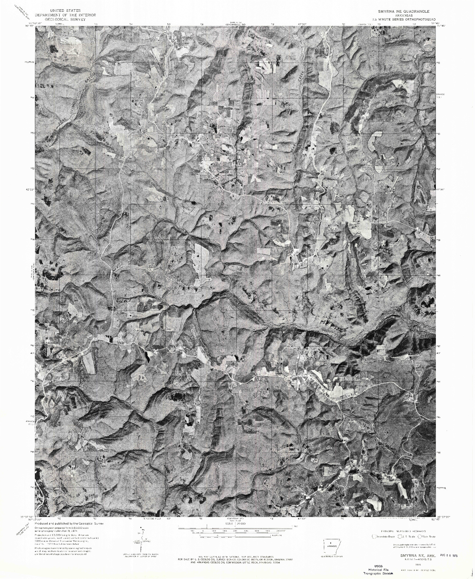 USGS 1:24000-SCALE QUADRANGLE FOR SMYRNA NE, AR 1974