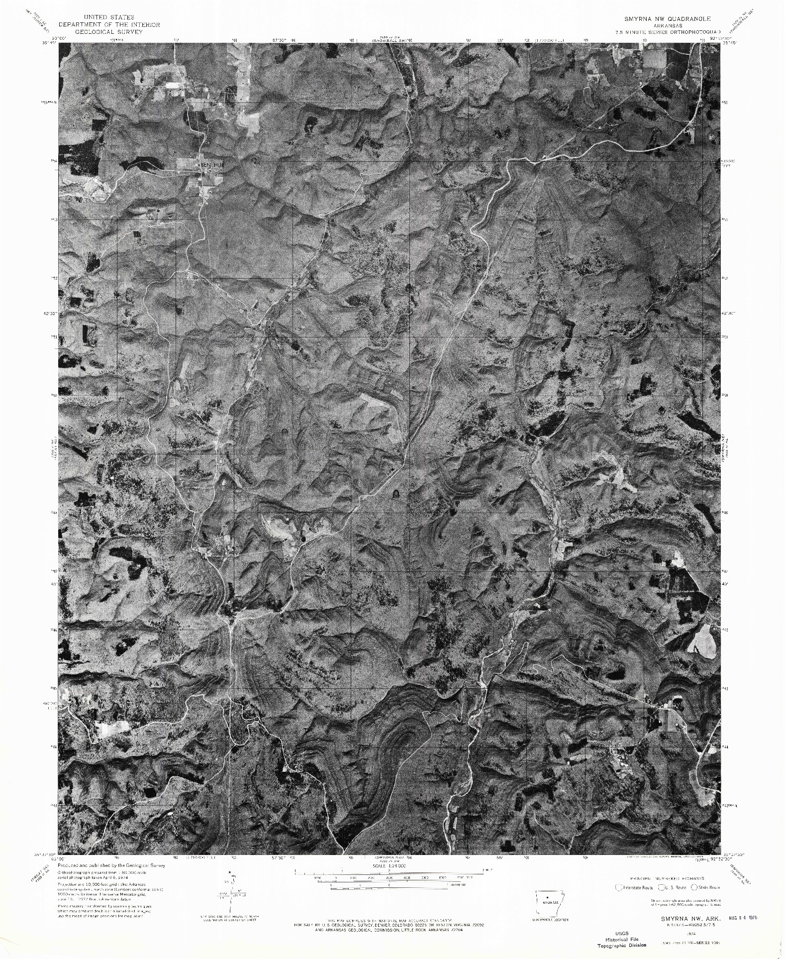 USGS 1:24000-SCALE QUADRANGLE FOR SMYRNA NW, AR 1974