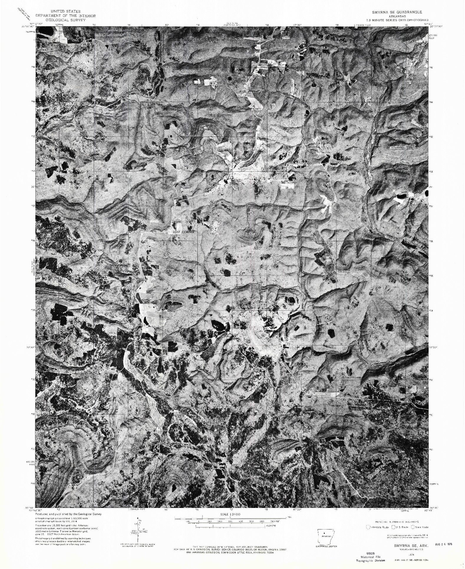 USGS 1:24000-SCALE QUADRANGLE FOR SMYRNA SE, AR 1974