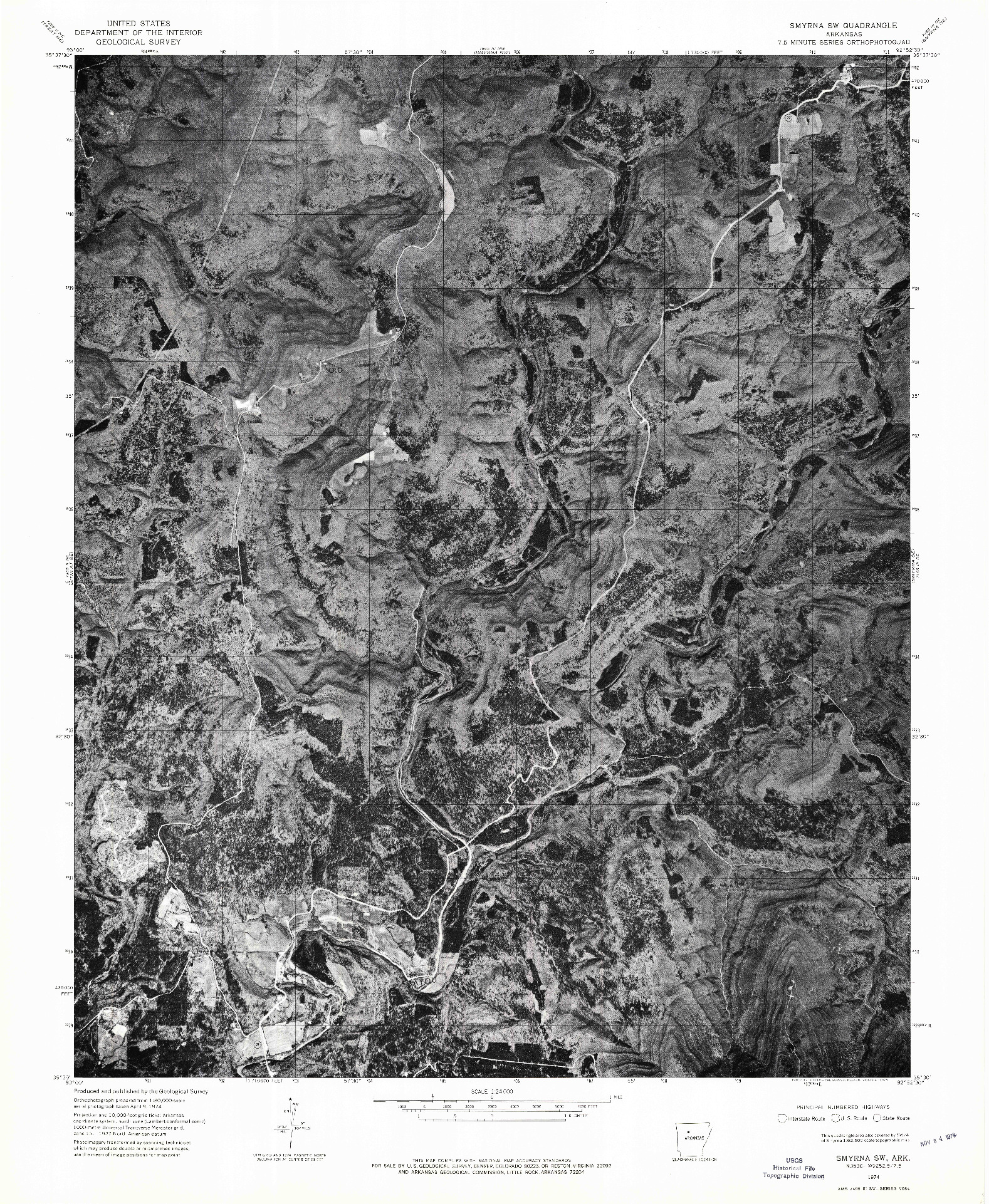 USGS 1:24000-SCALE QUADRANGLE FOR SMYRNA SW, AR 1974