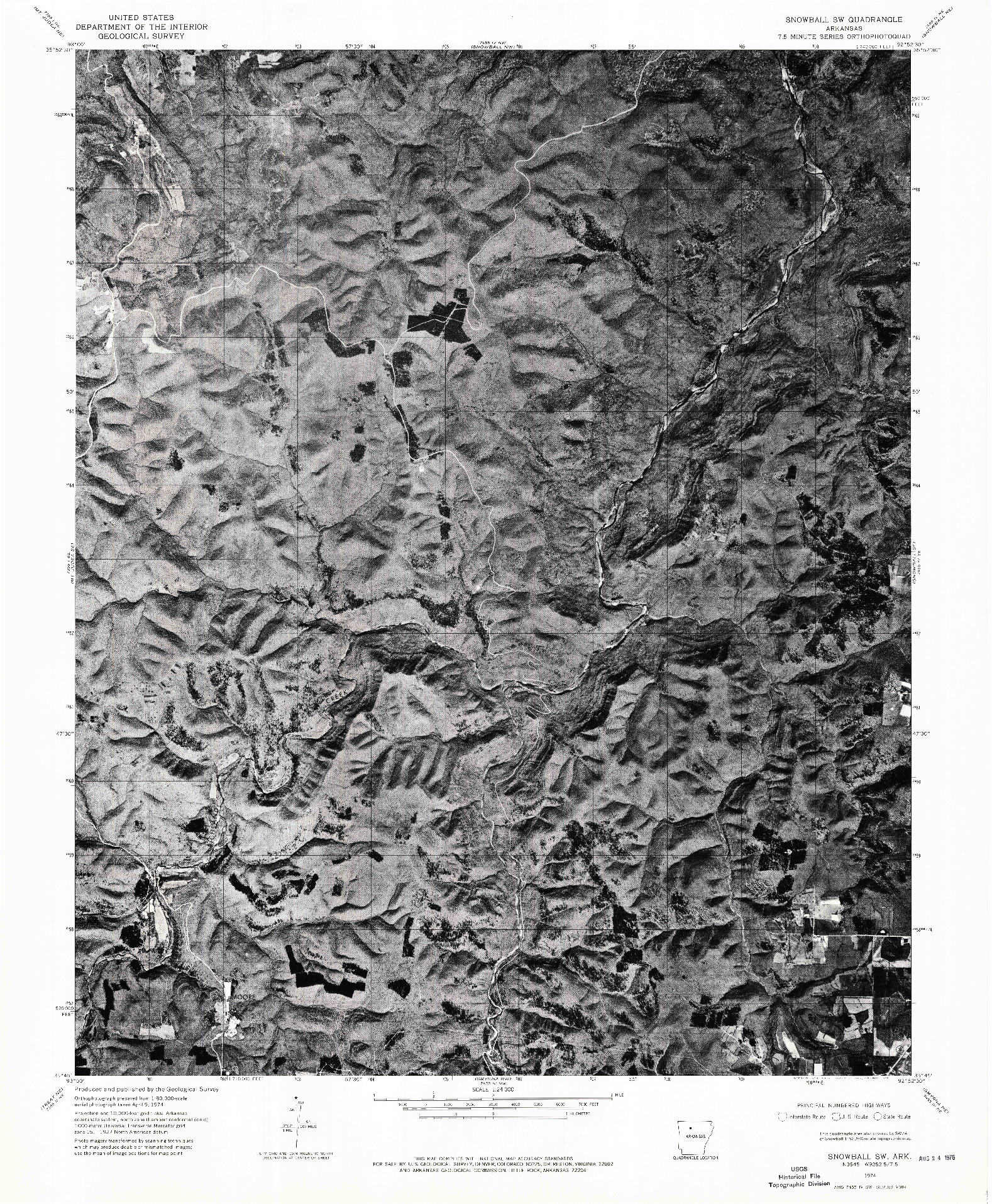 USGS 1:24000-SCALE QUADRANGLE FOR SNOWBALL SW, AR 1974