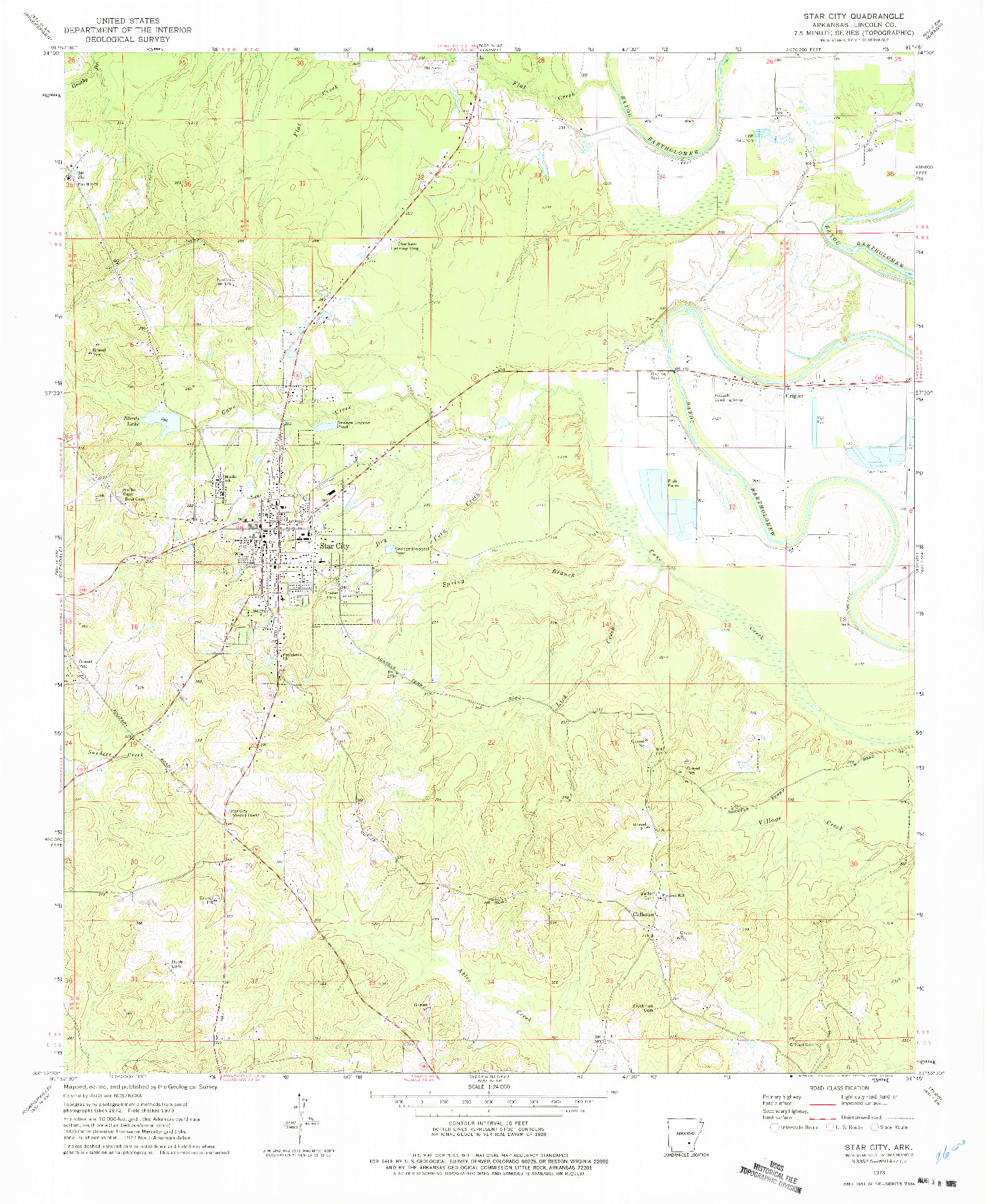 USGS 1:24000-SCALE QUADRANGLE FOR STAR CITY, AR 1973