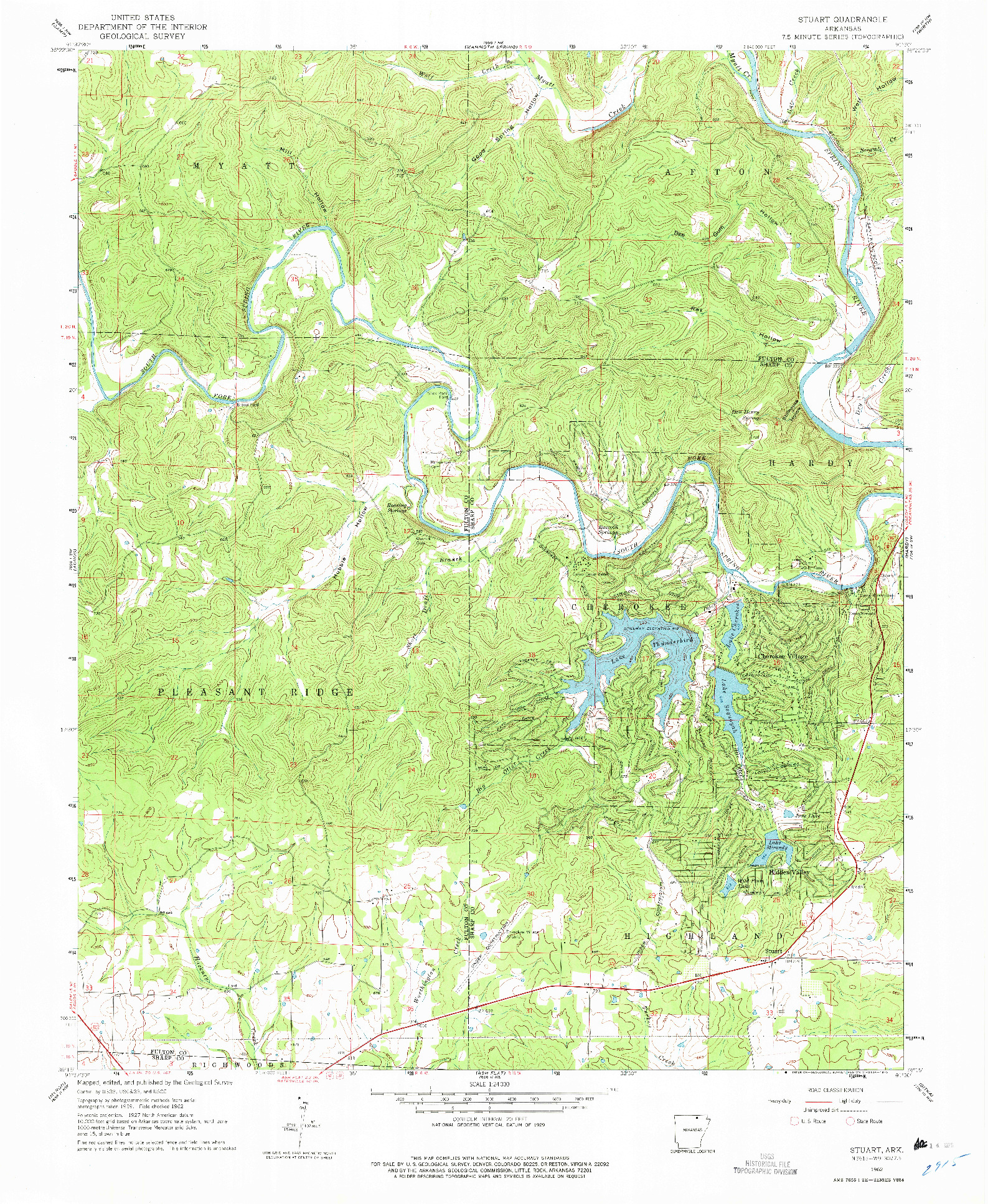 USGS 1:24000-SCALE QUADRANGLE FOR STUART, AR 1962