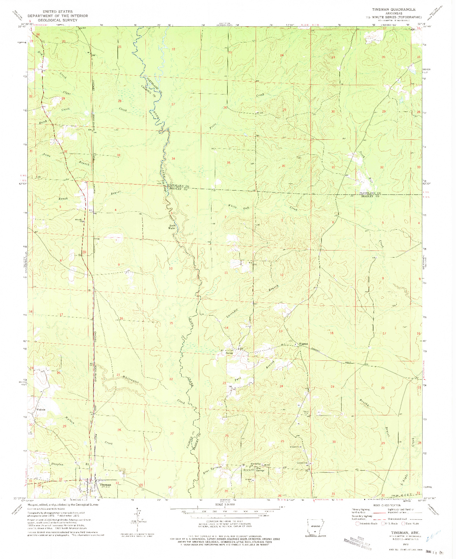 USGS 1:24000-SCALE QUADRANGLE FOR TINSMAN, AR 1973