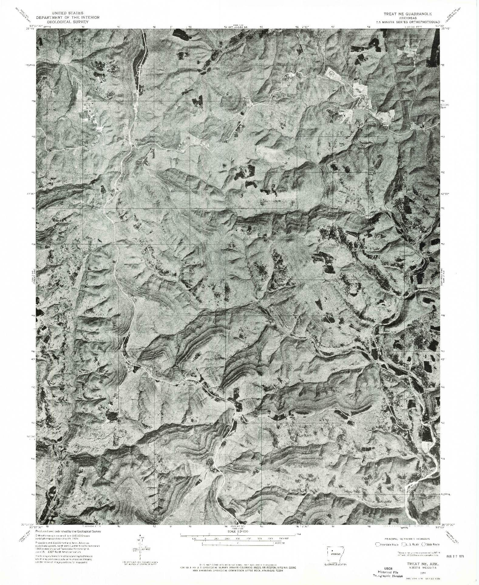 USGS 1:24000-SCALE QUADRANGLE FOR TREAT NE, AR 1974