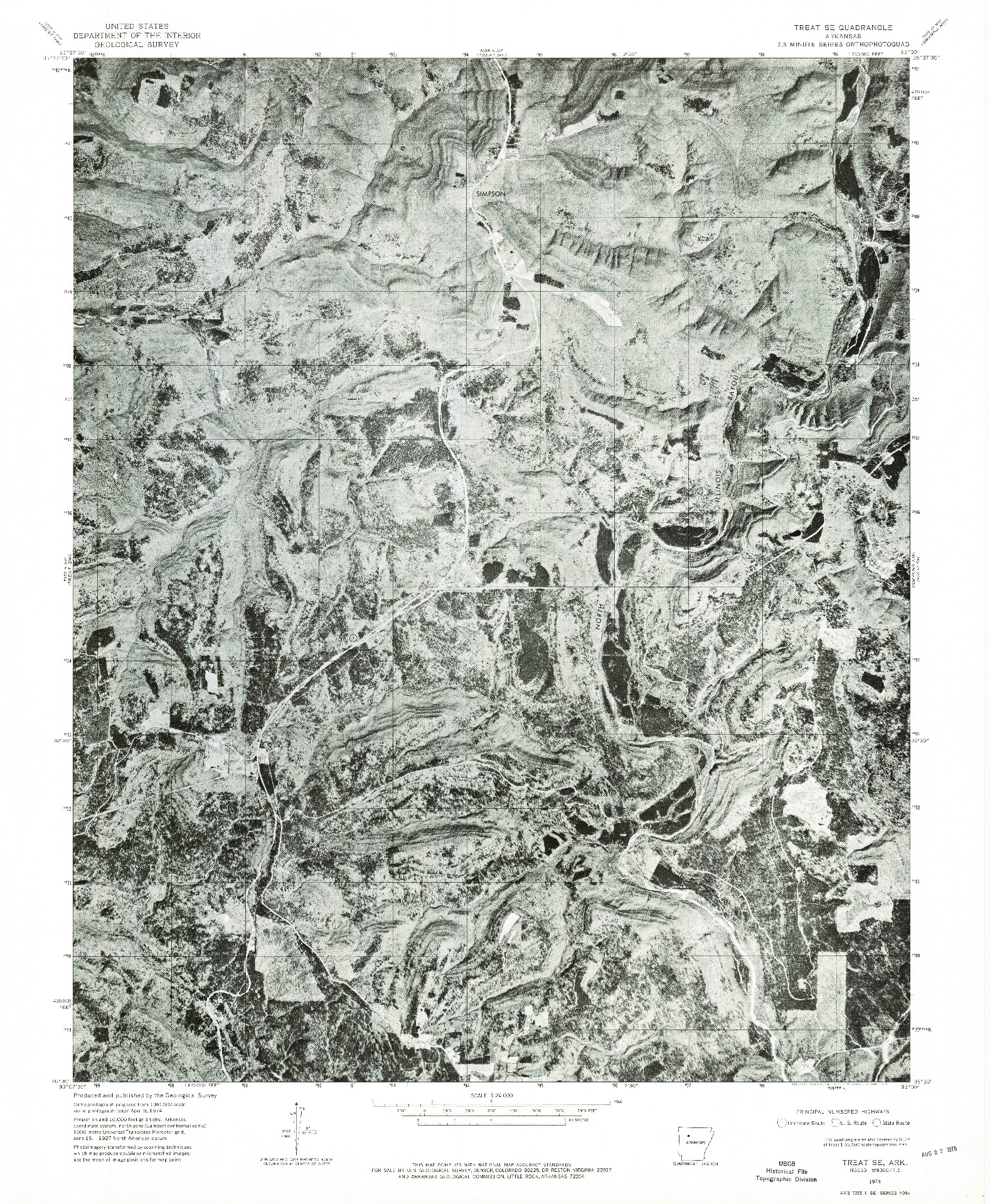 USGS 1:24000-SCALE QUADRANGLE FOR TREAT SE, AR 1974