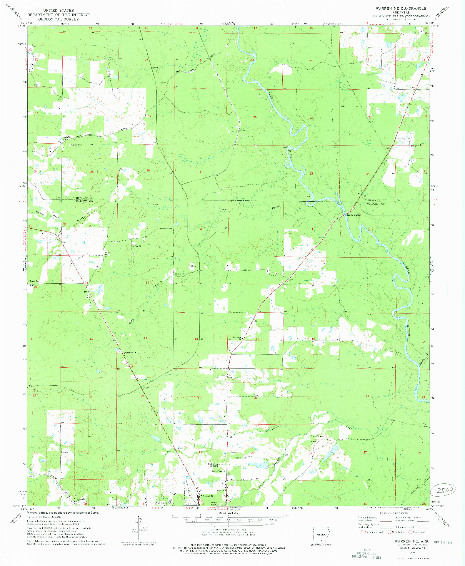 USGS 1:24000-SCALE QUADRANGLE FOR WARREN NE, AR 1973