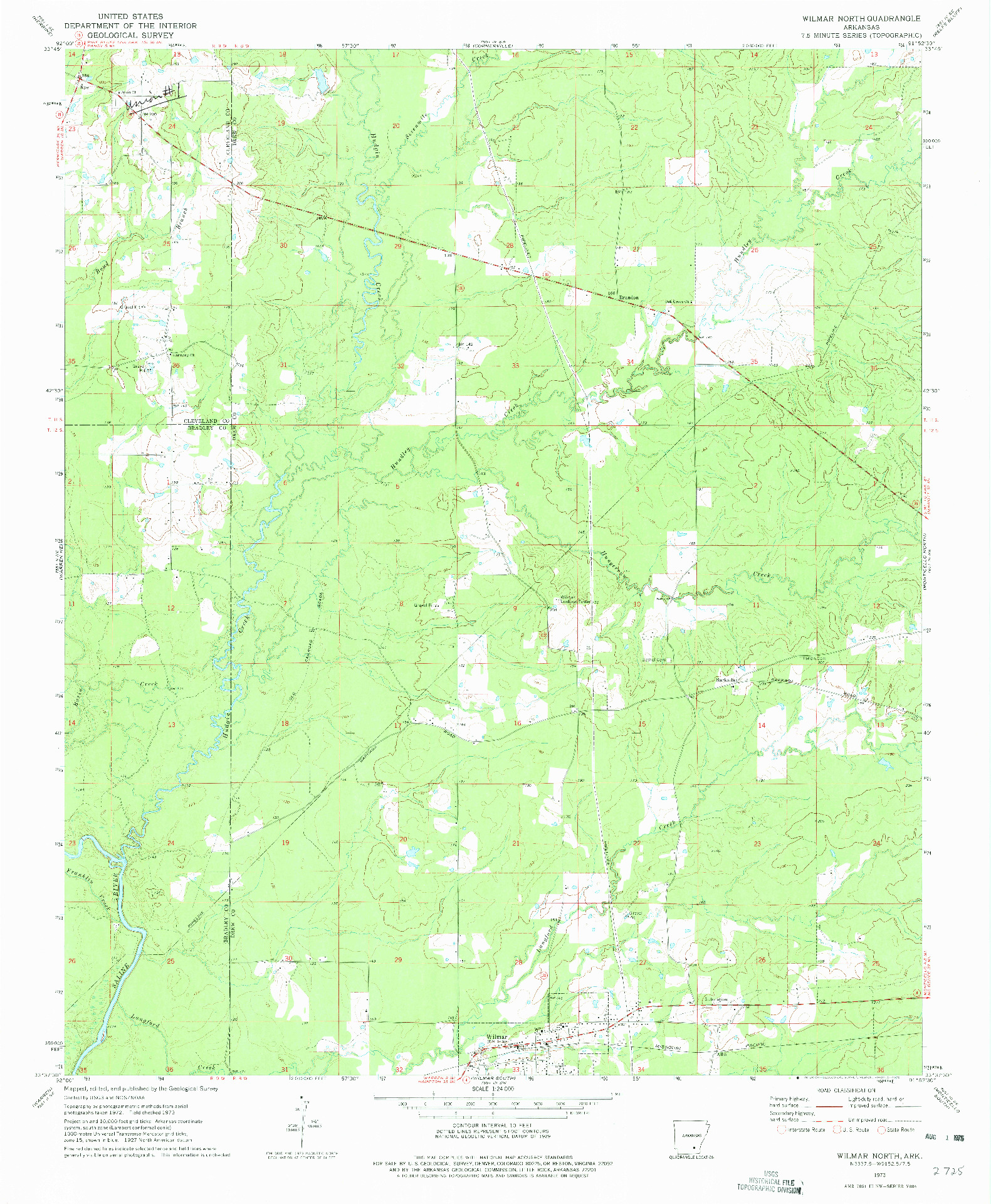 USGS 1:24000-SCALE QUADRANGLE FOR WILMAR NORTH, AR 1973