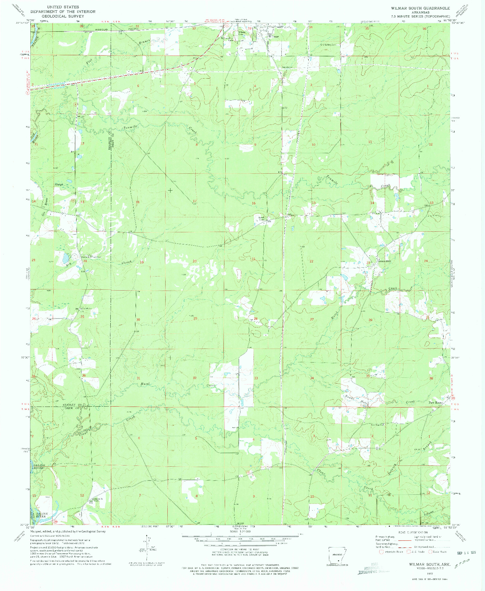 USGS 1:24000-SCALE QUADRANGLE FOR WILMAR SOUTH, AR 1972