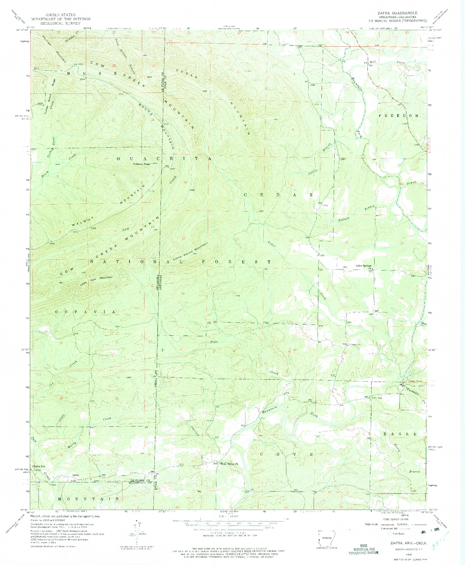 USGS 1:24000-SCALE QUADRANGLE FOR ZAFRA, AR 1958