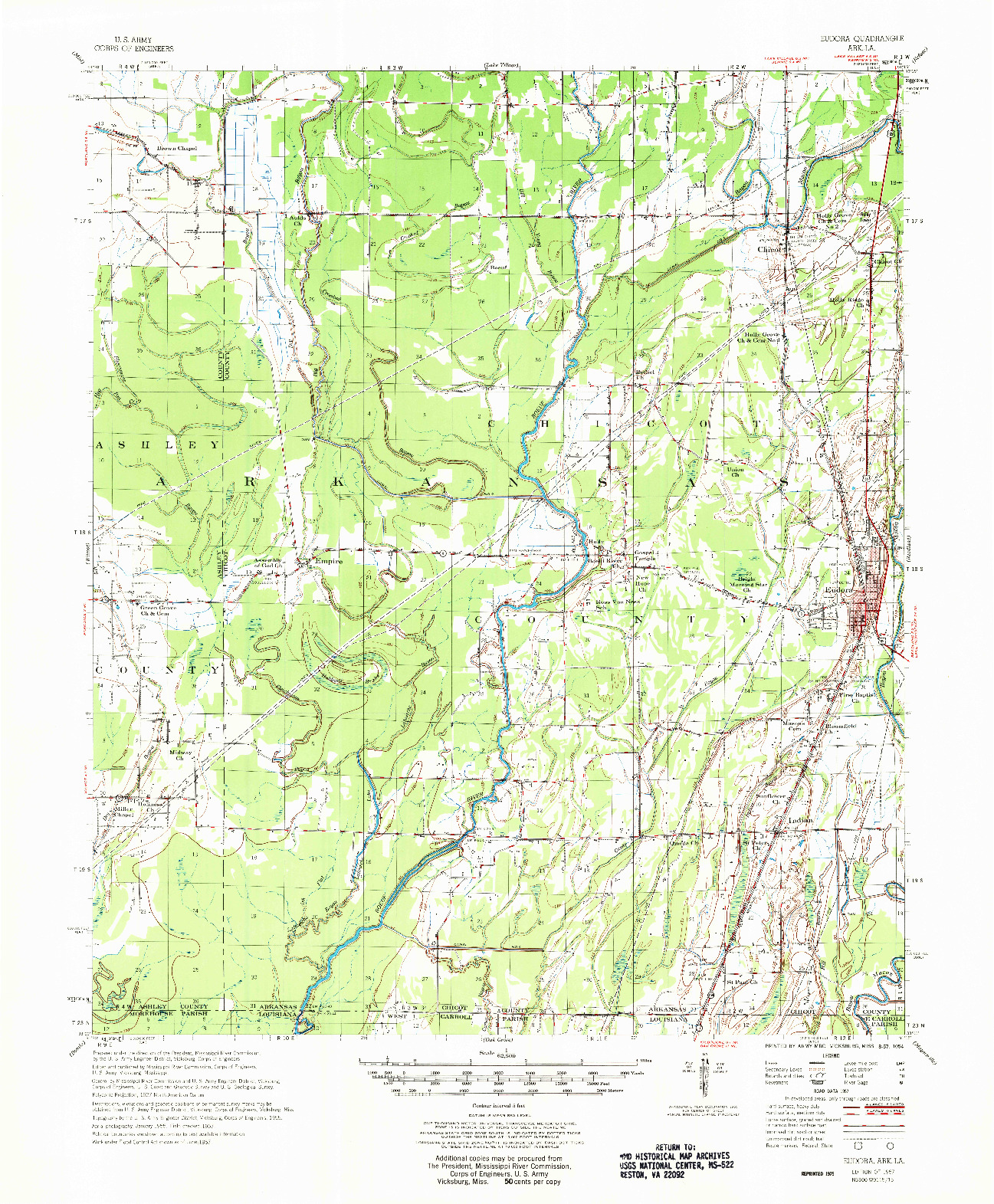 USGS 1:62500-SCALE QUADRANGLE FOR EUDORA, AR 1957