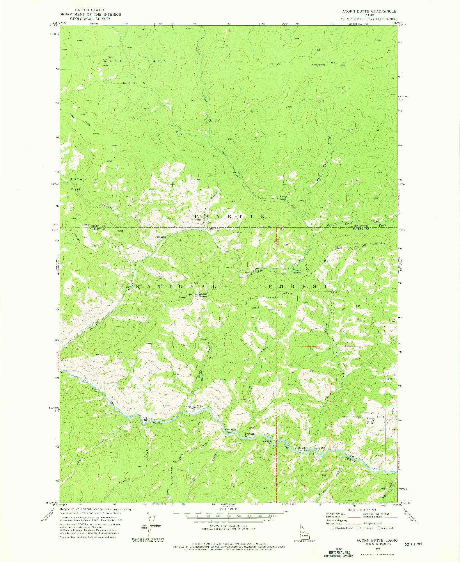USGS 1:24000-SCALE QUADRANGLE FOR ACORN BUTTE, ID 1973